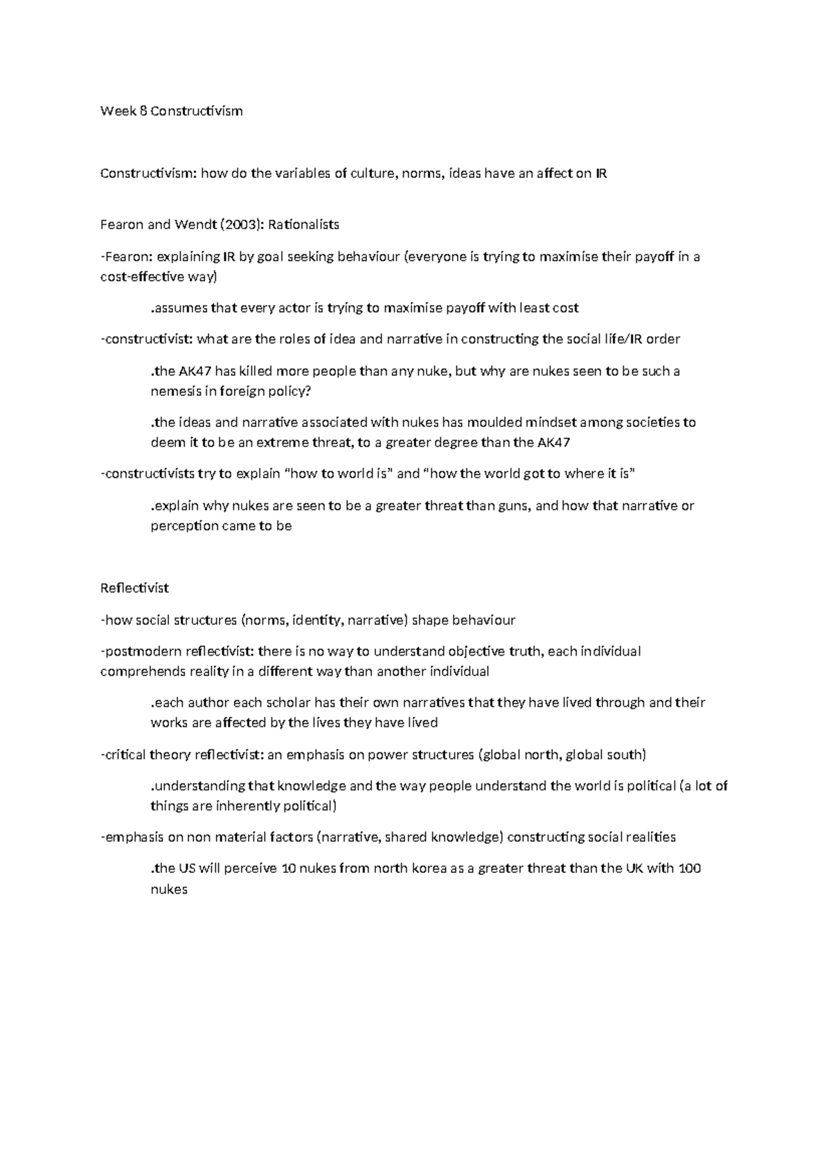 POLI 2106 Week 8 Constructivism - Week 8 Constructivism Constructivism ...