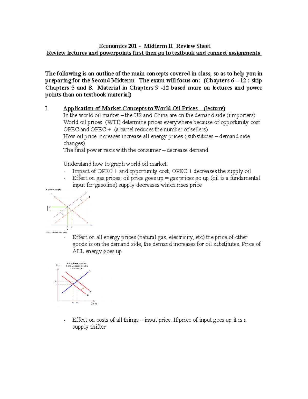 201 Review Sheet Ii - Coursework For Semester - Economics 201 - Midterm ...