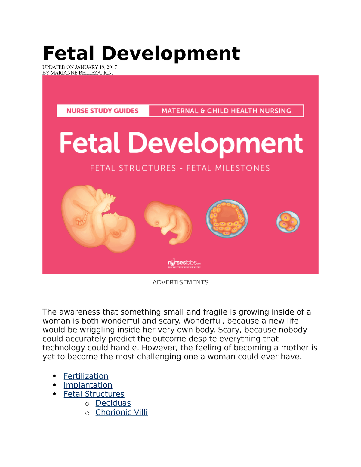 fetal development case study