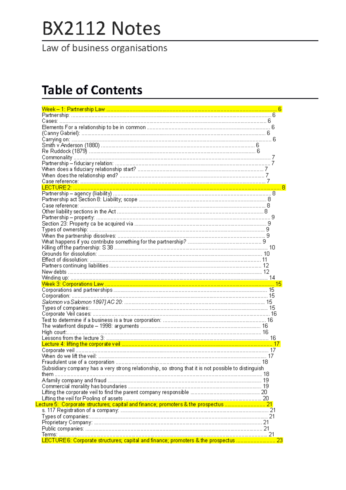 Law Of Business Organisations Summary Notes - L BX2112 Notes Law Of ...