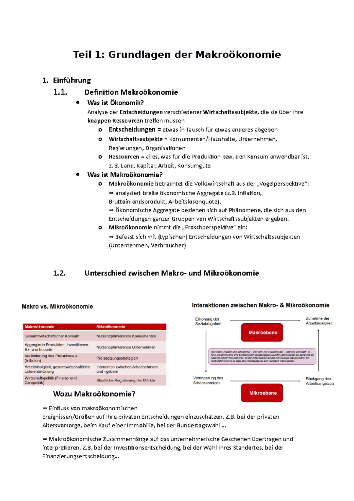 1 Teil Grundlagen Der Makroökonomie - Einführung 1. Deiniion ...