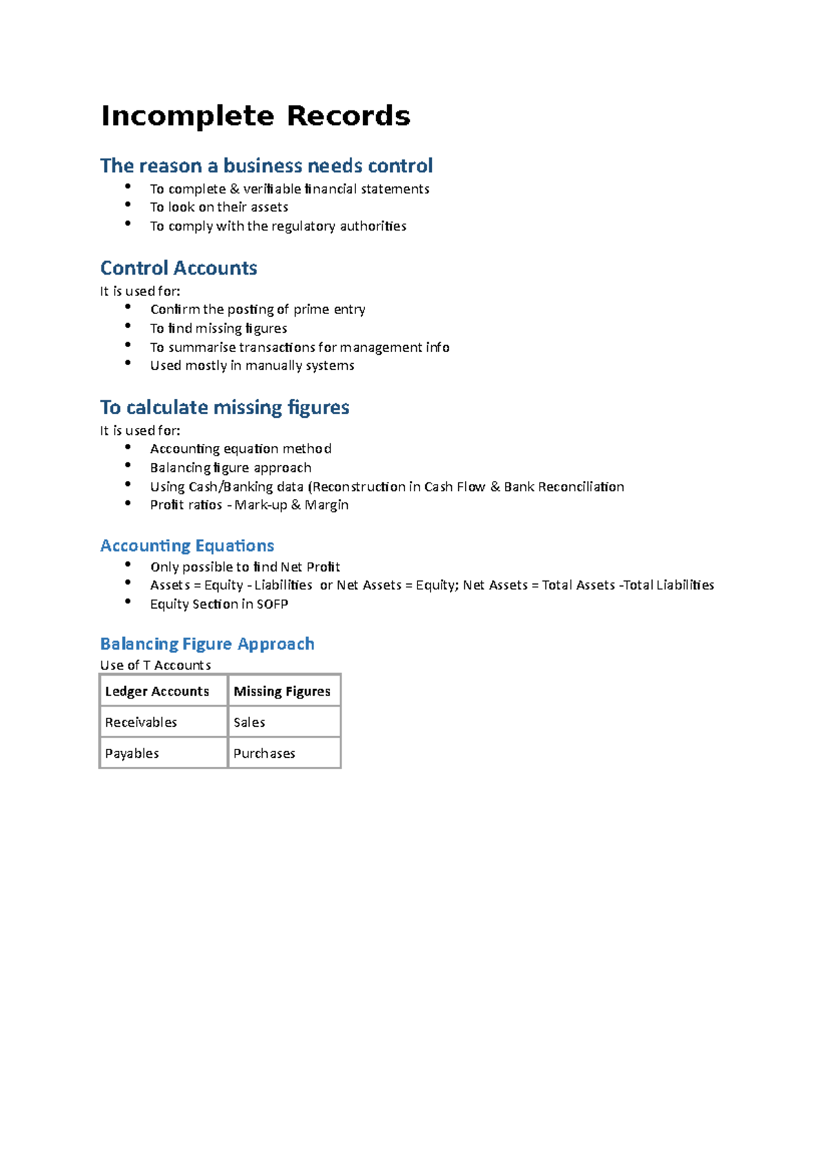 Incomplete Records - Missing Inventory, Receivables and Payables ...