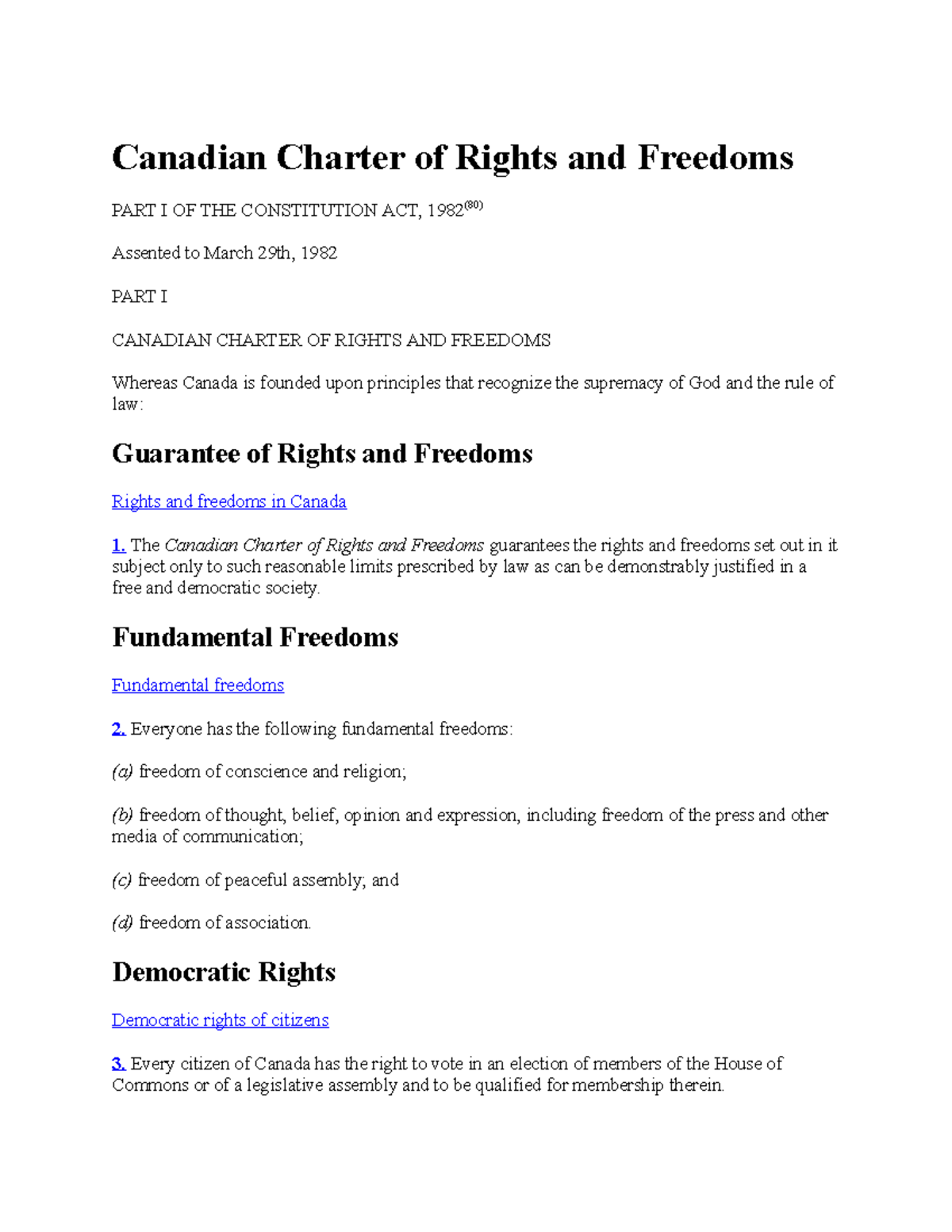 Canadian Charter of Rights and Freedoms - GWL 147BB - Seneca College ...