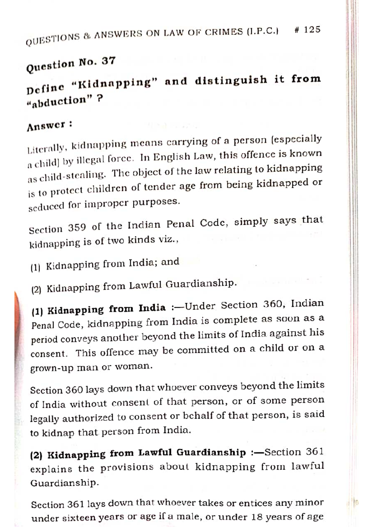 Difference b-w kidnapping and abduction notes - Law, Society and ...