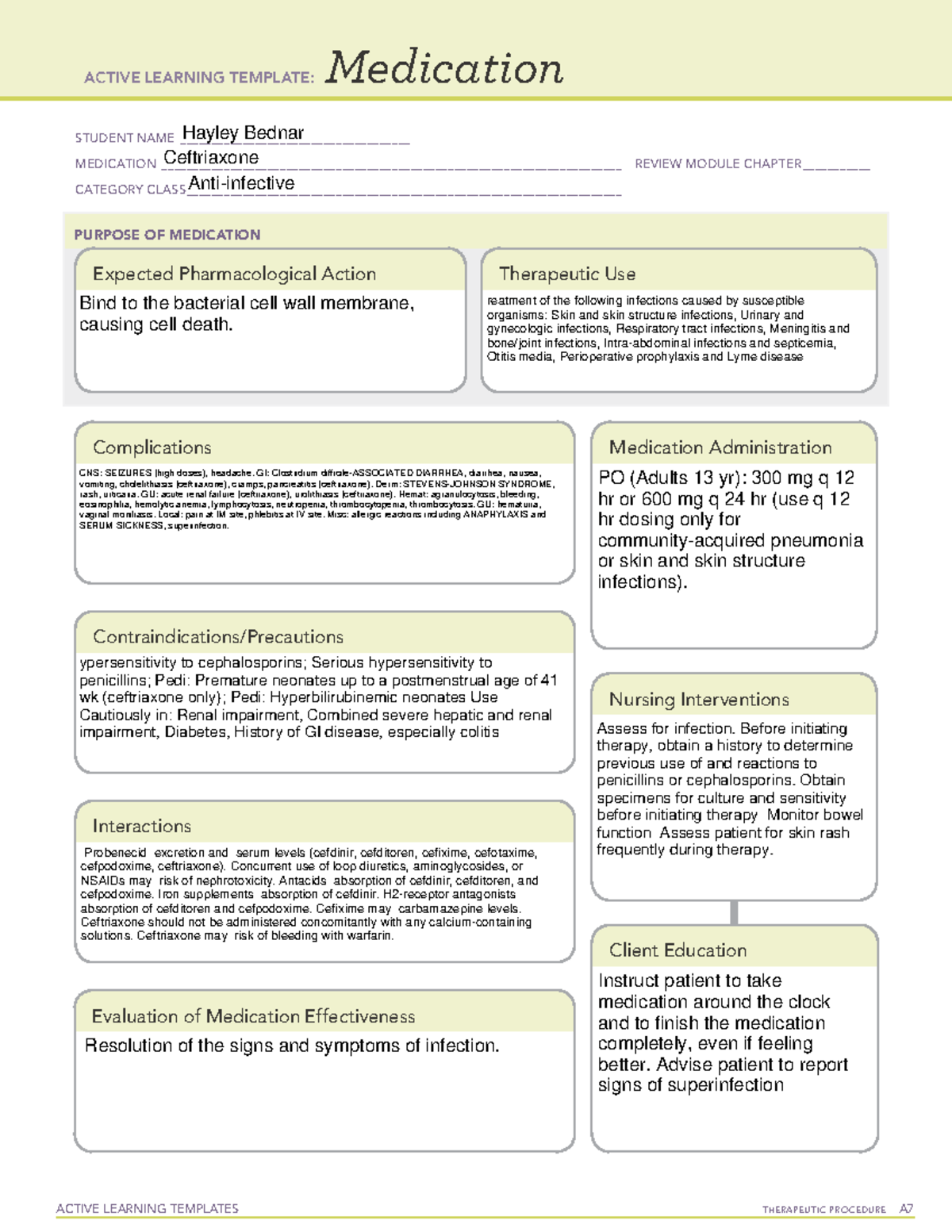 Hbednar Med Template Ceftriaxone 021821 - ACTIVE LEARNING TEMPLATES ...