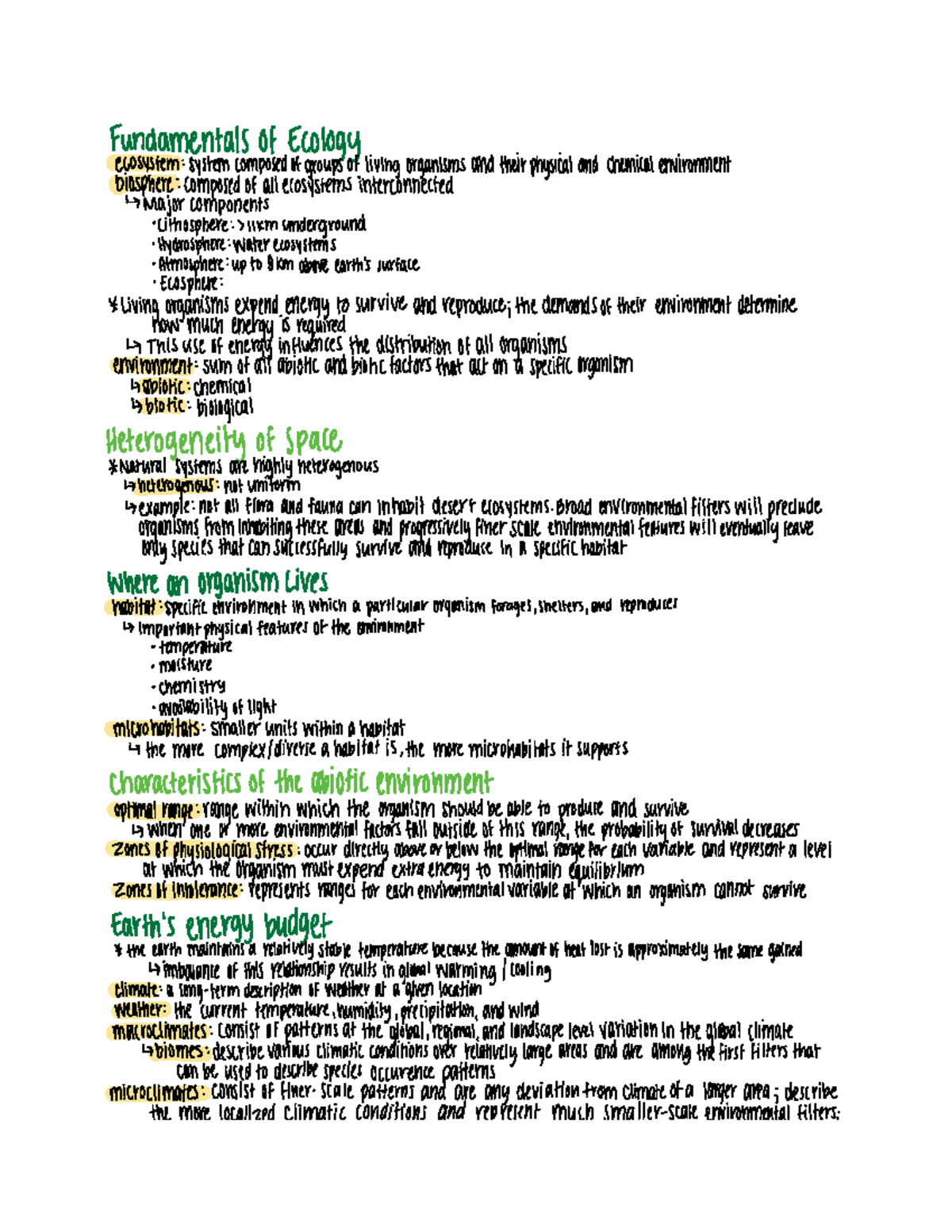 Module 2 Notes - Fundamentals ofEcology ecosystem system composed of ...