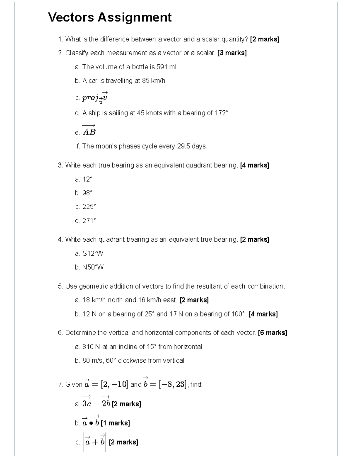 Vectors Assignment - What is the difference between a vector and a ...