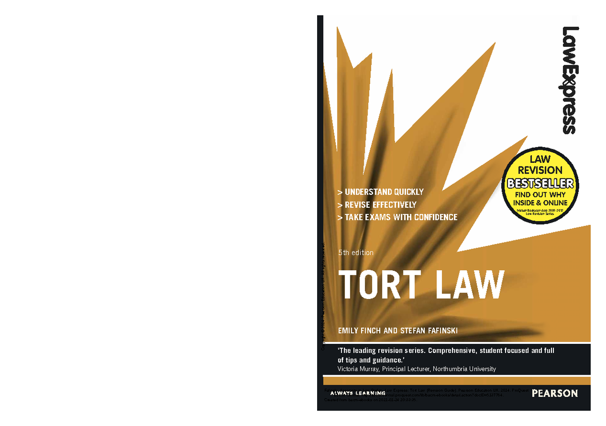 Law Express Tort Law (Revision Guide) - (Cover ) - EMILY FINCH AND ...