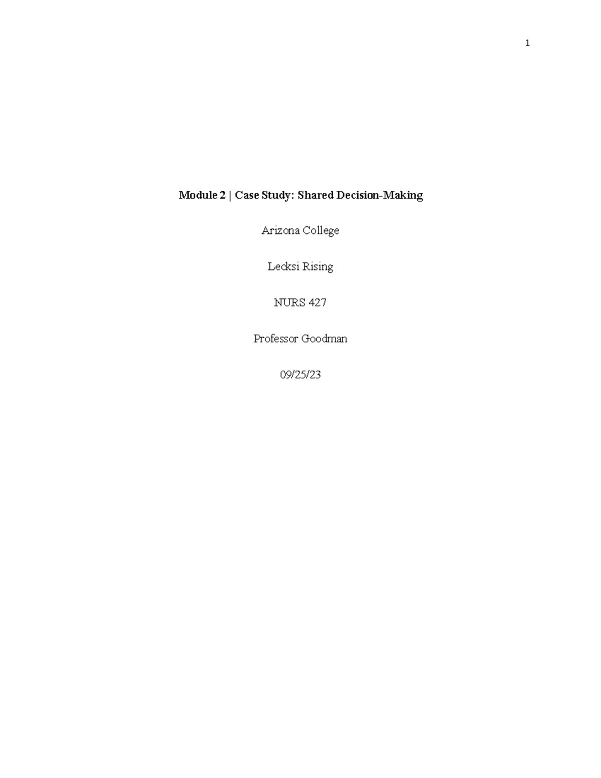Critical questions - Module 2 | Case Study: Shared Decision-Making ...