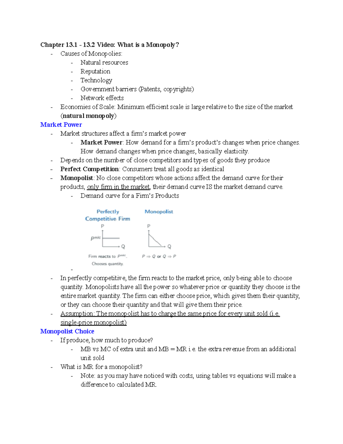 ECO101 W9 Module Notes - Covers market power, monopolies, quantity ...