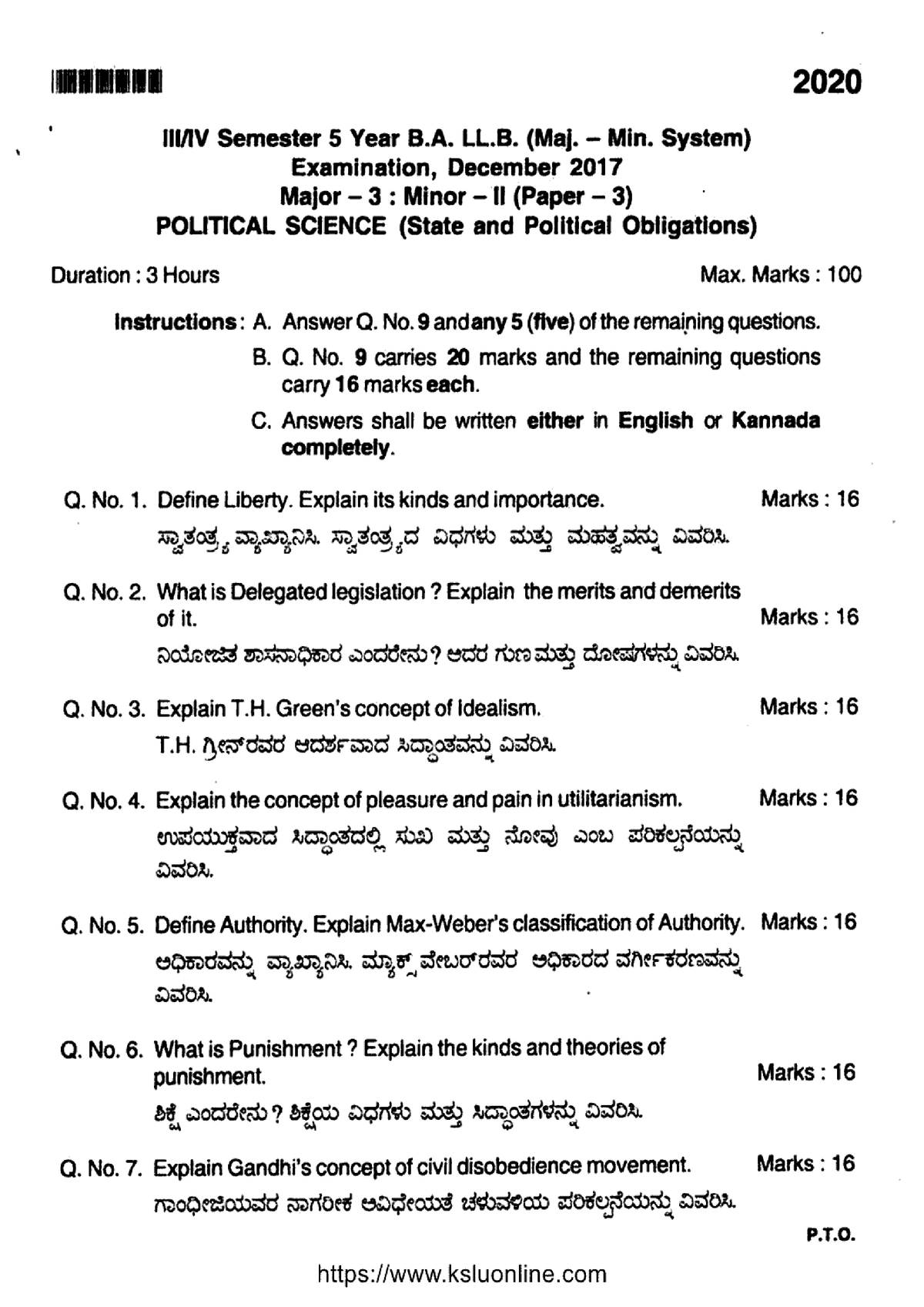 Ballb 3 Sem 4 Sem Ps State And Political Obligations 2020 Dec 2017 - BA ...