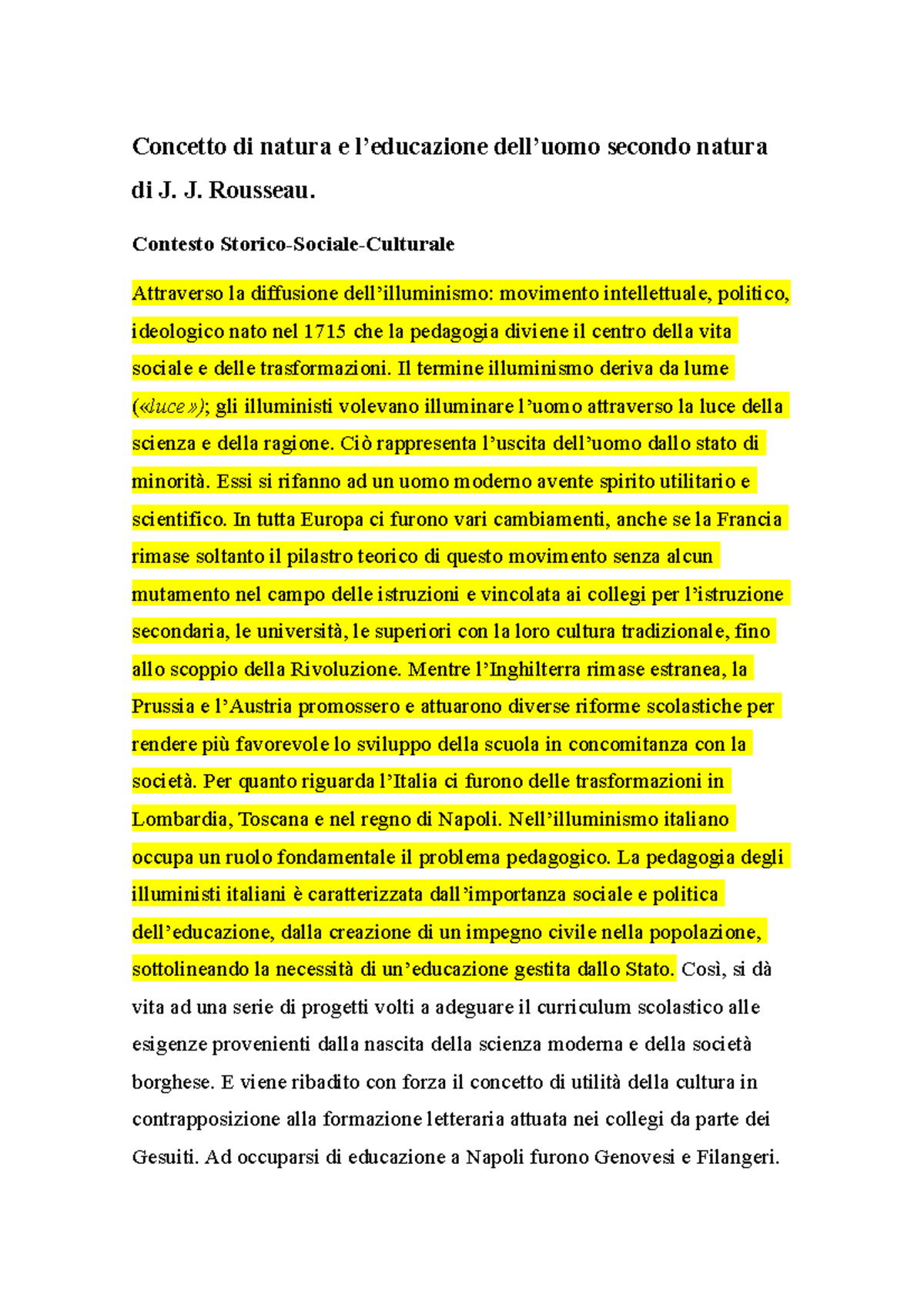 Tesi 55622 Concetto Di Natura E L educazione Dell uomo Secondo 