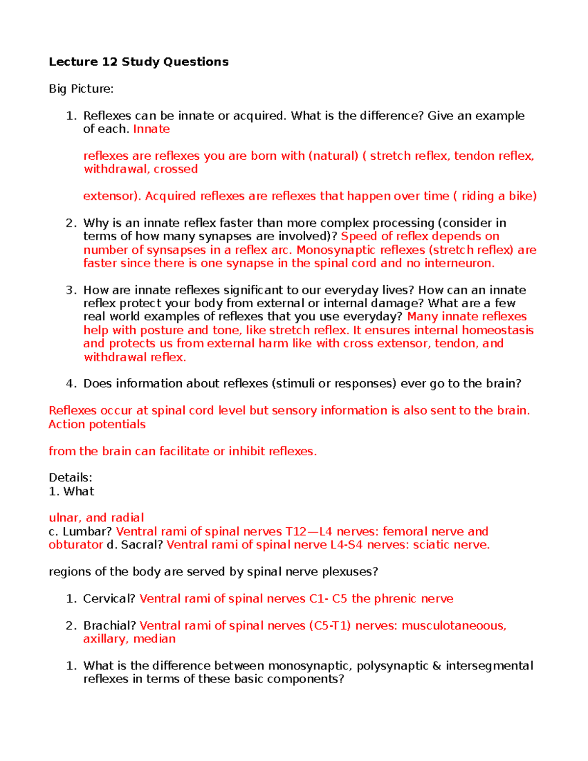 Lecture 12 Study Questions - Lecture 12 Study Questions Big Picture ...