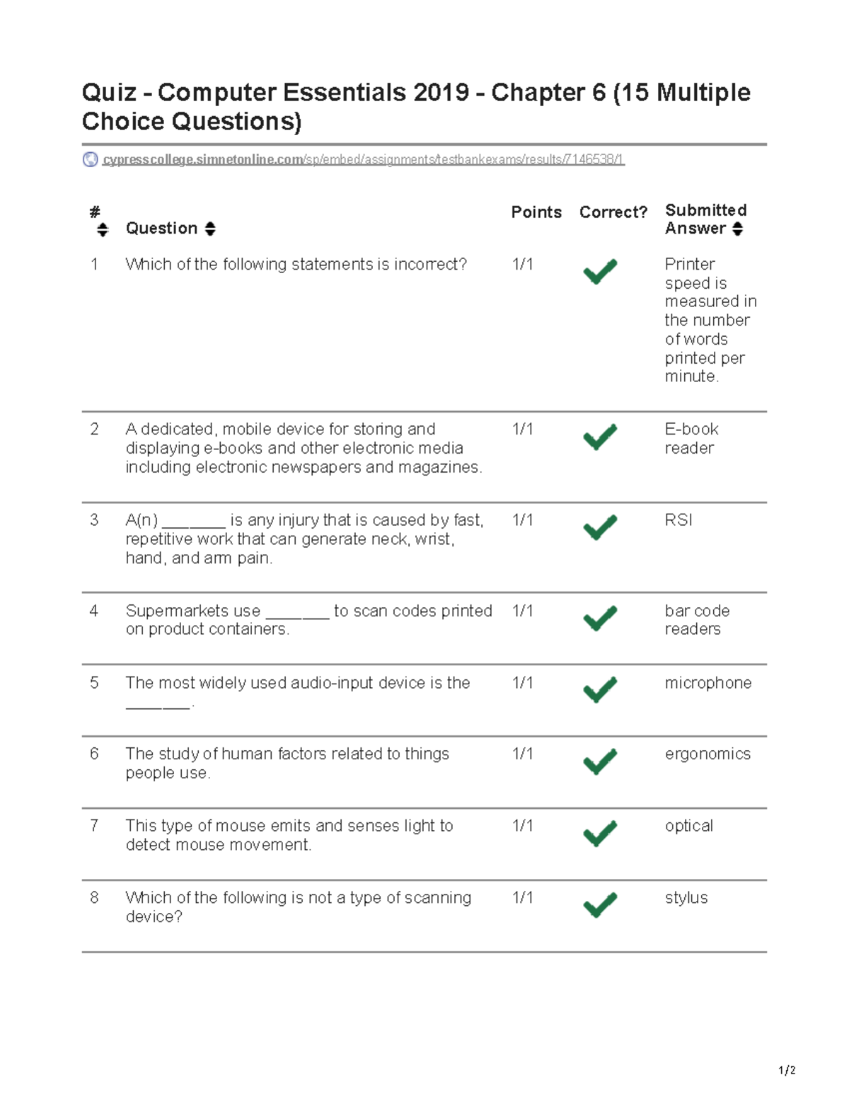 Computer Essentials 2019 - Chapter 6 15 Multiple Choice Questions - 1 ...