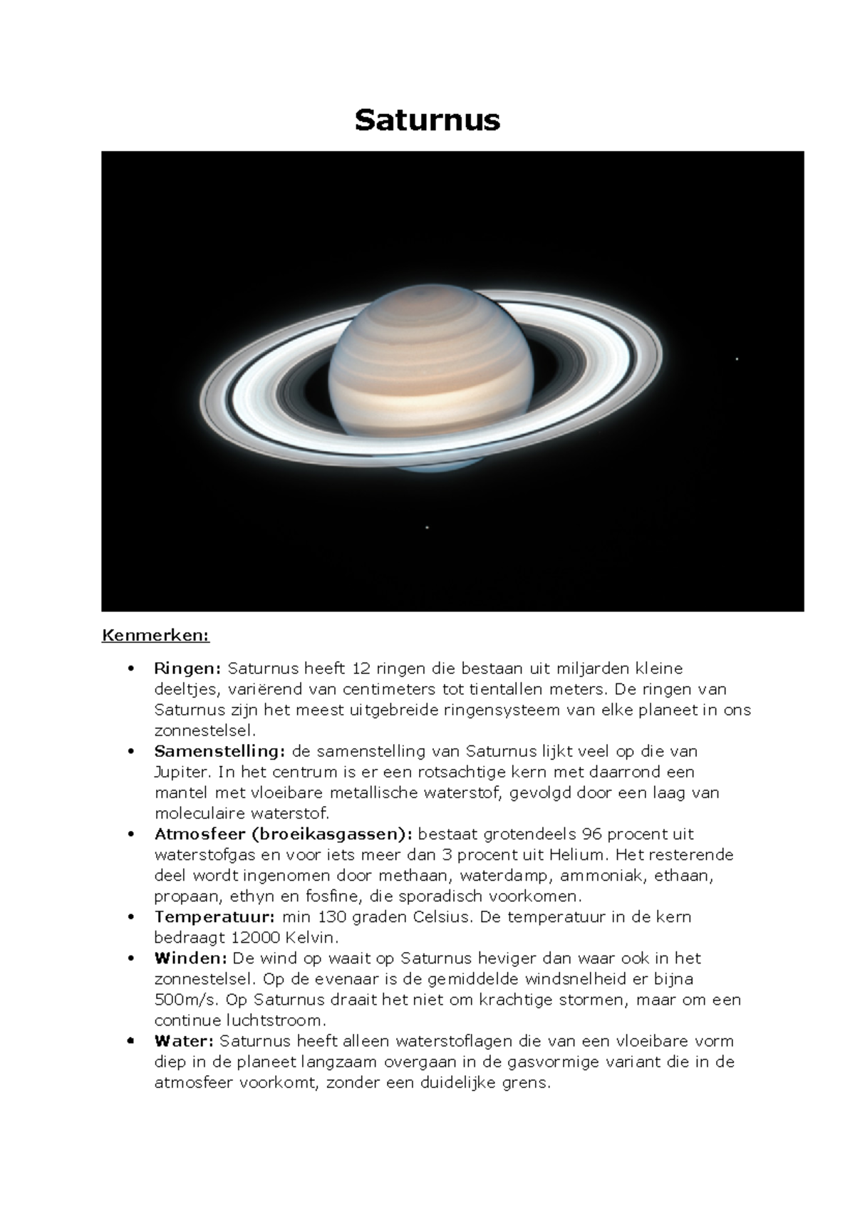 Saturnus De Ringen Van Saturnus Zijn Het Meest Uitgebreide