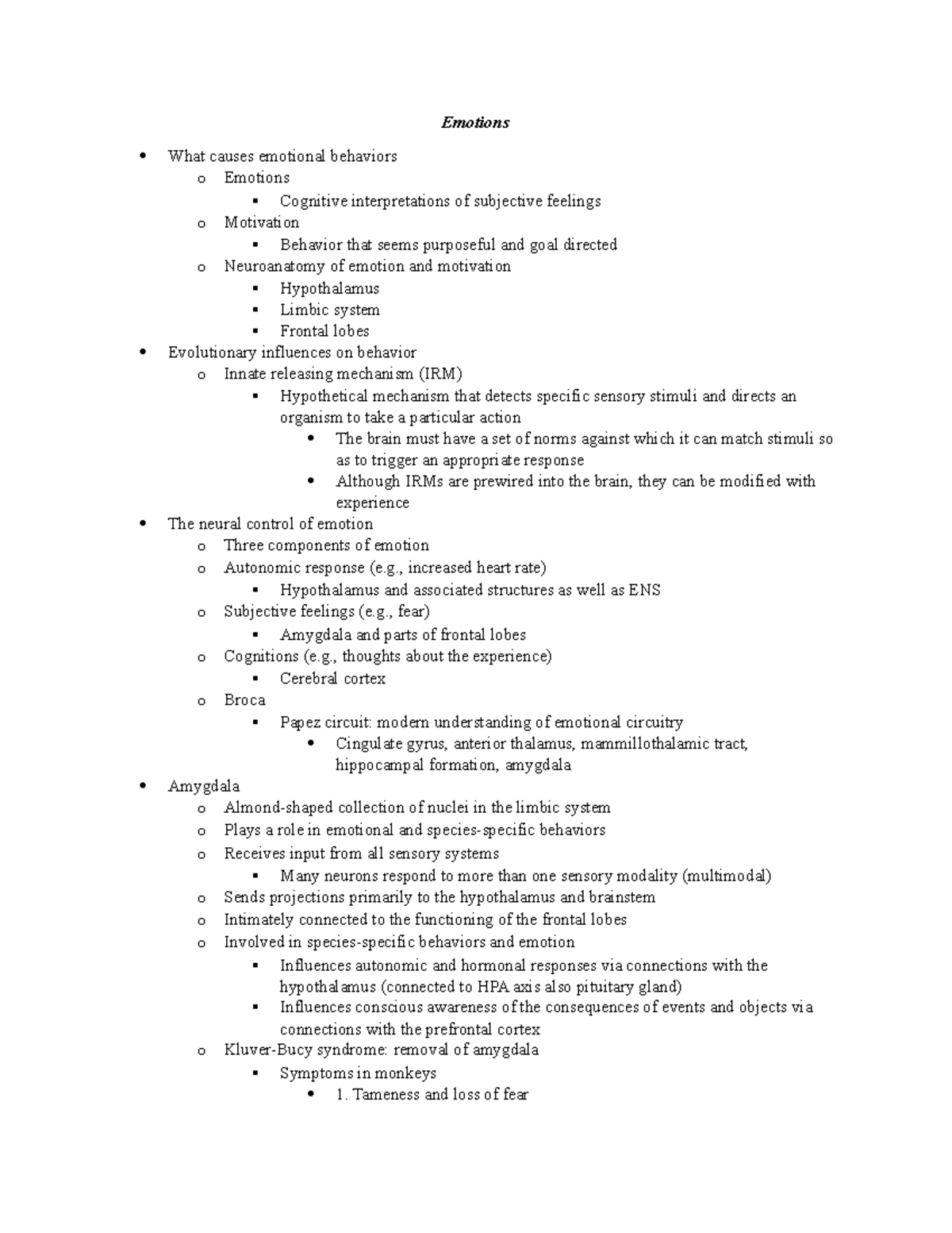 Chapter 12 and 16 Emotions - Emotions What causes emotional behaviors o ...