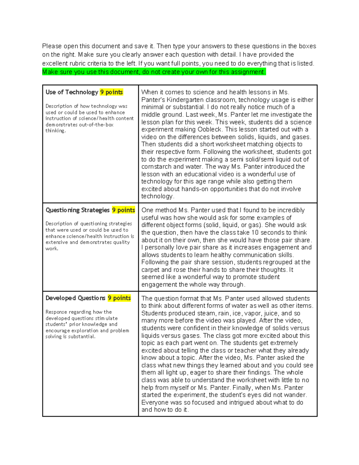 Part B Rubric ELM-361 Field Experience B - Please open this document ...