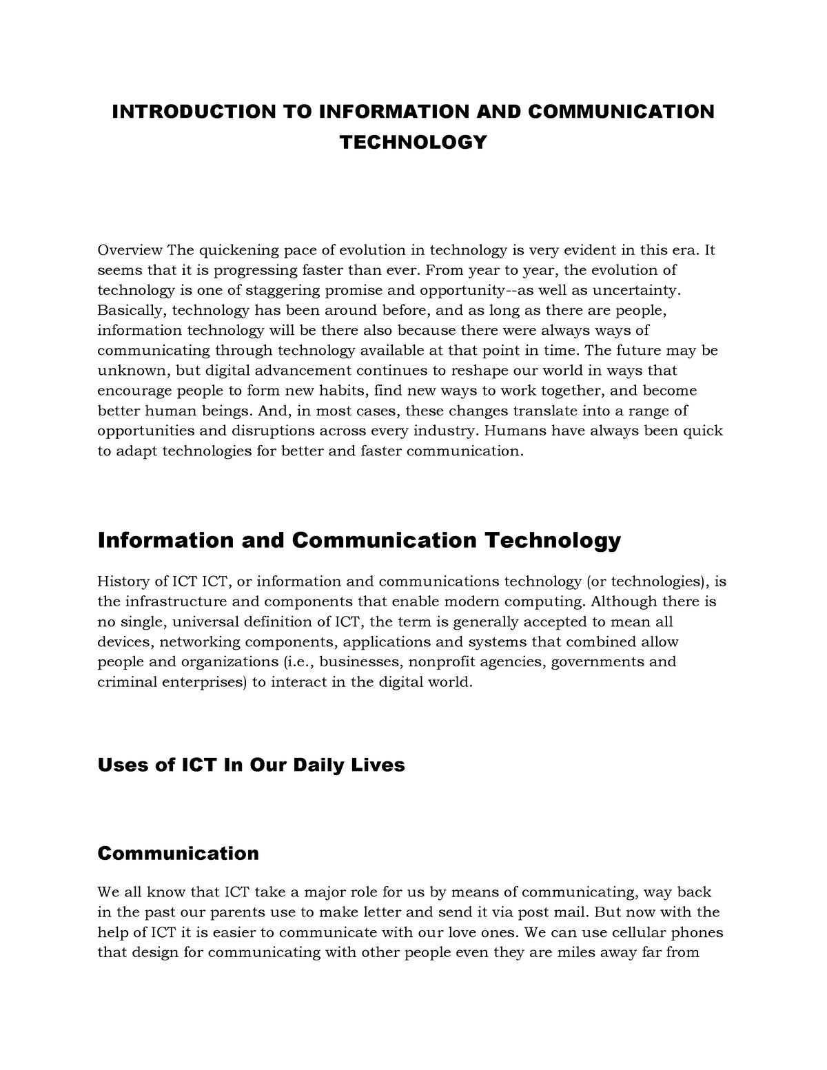 Ge Elective - Introduction-to- Information-and- Communication 