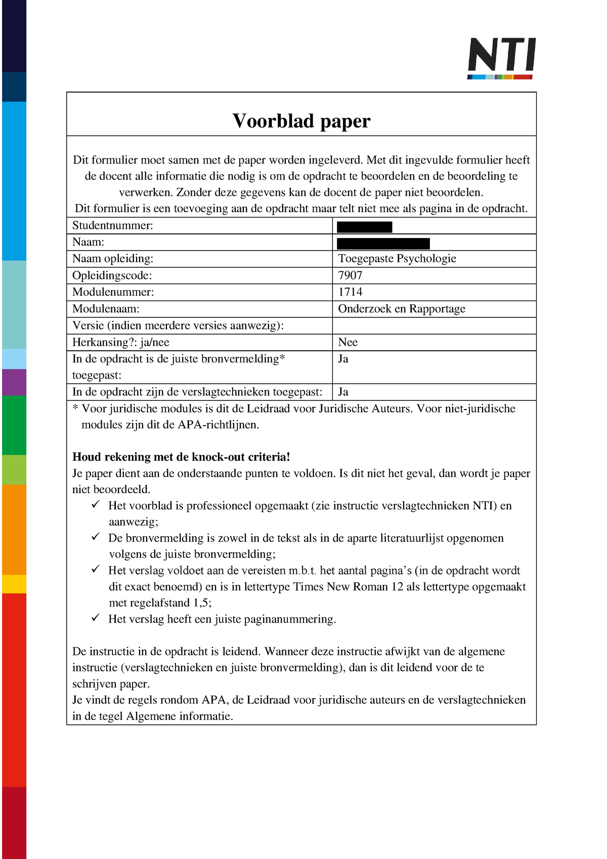 Paper Onderzoek En Rapportage 8 3 Voorblad Paper Dit Formulier Moet Samen Met De Paper