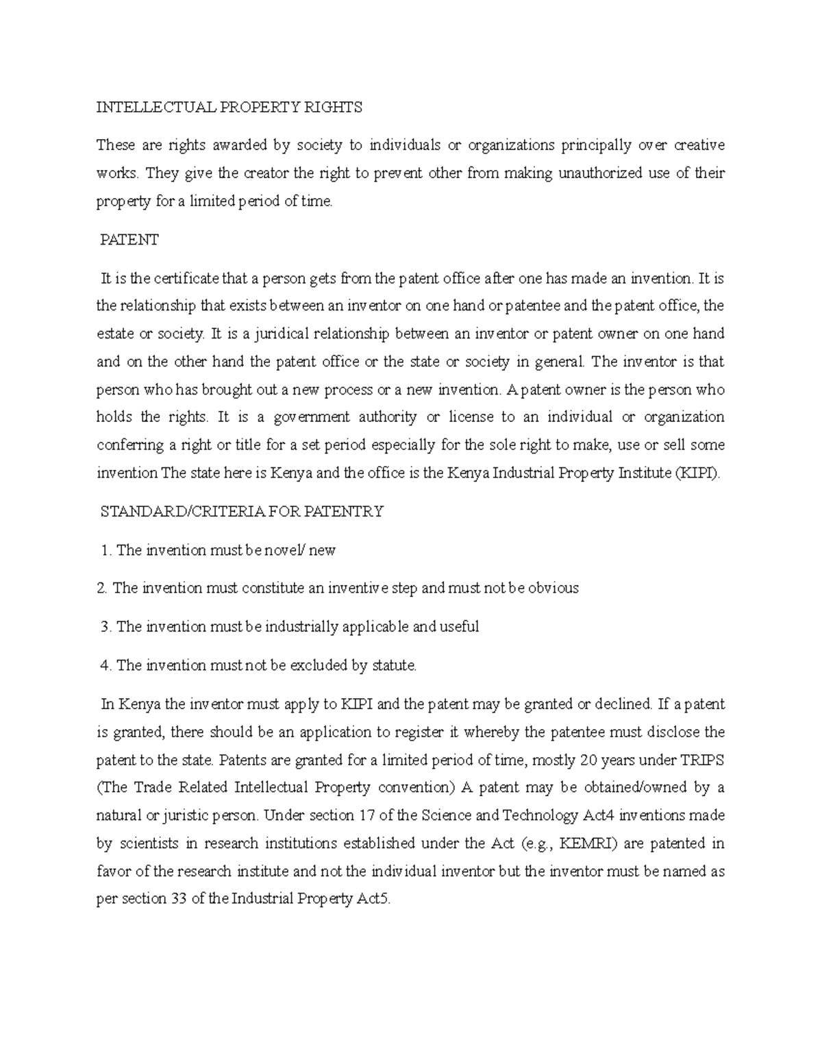 Intellectual Property Rights INTELLECTUAL PROPERTY RIGHTS These are