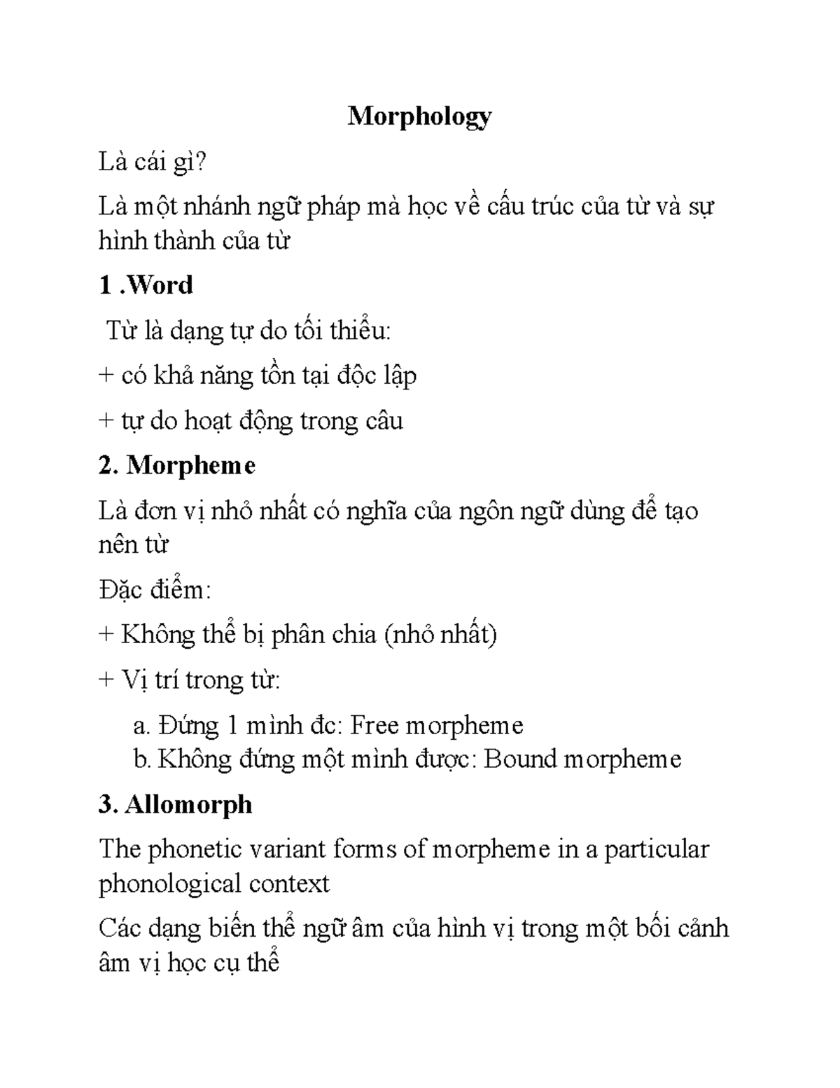 Morphology - hhgghjmnnm - Morphology Là cái gì? Là một nhánh ngữ pháp ...