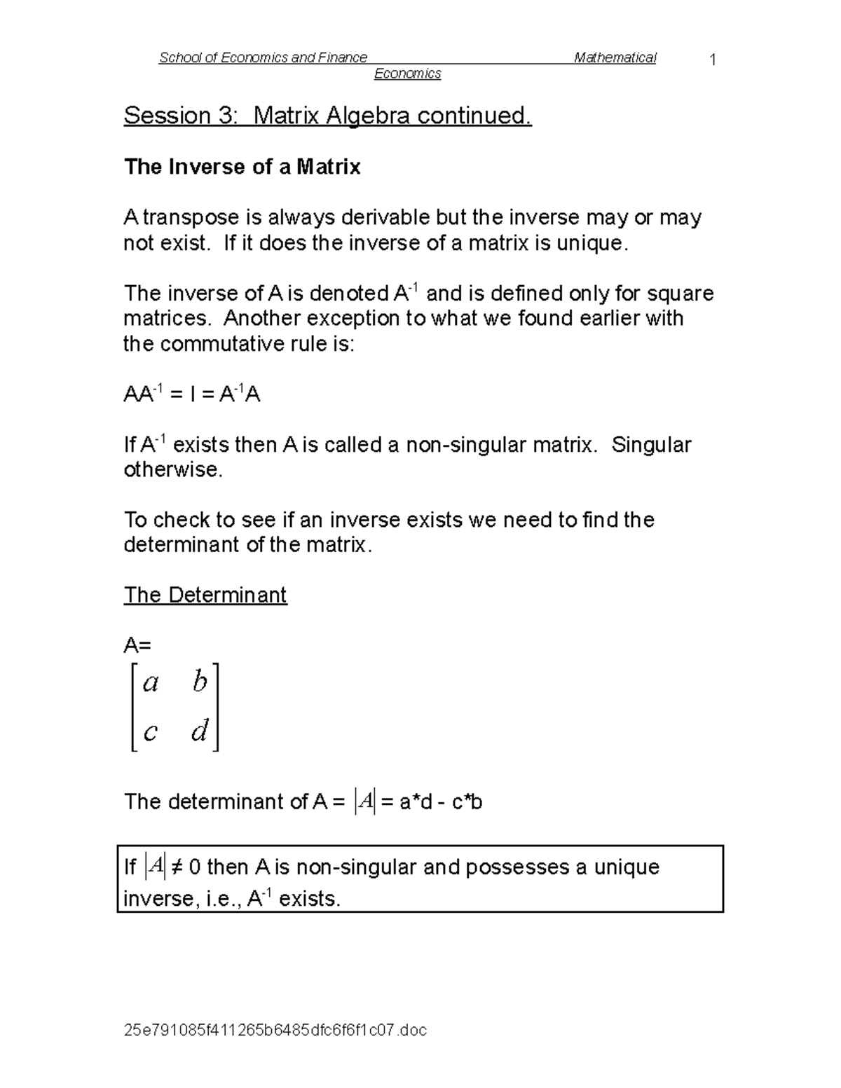 Inverse of a matrix ,determinants ,Cramers Rule,and it's application in ...