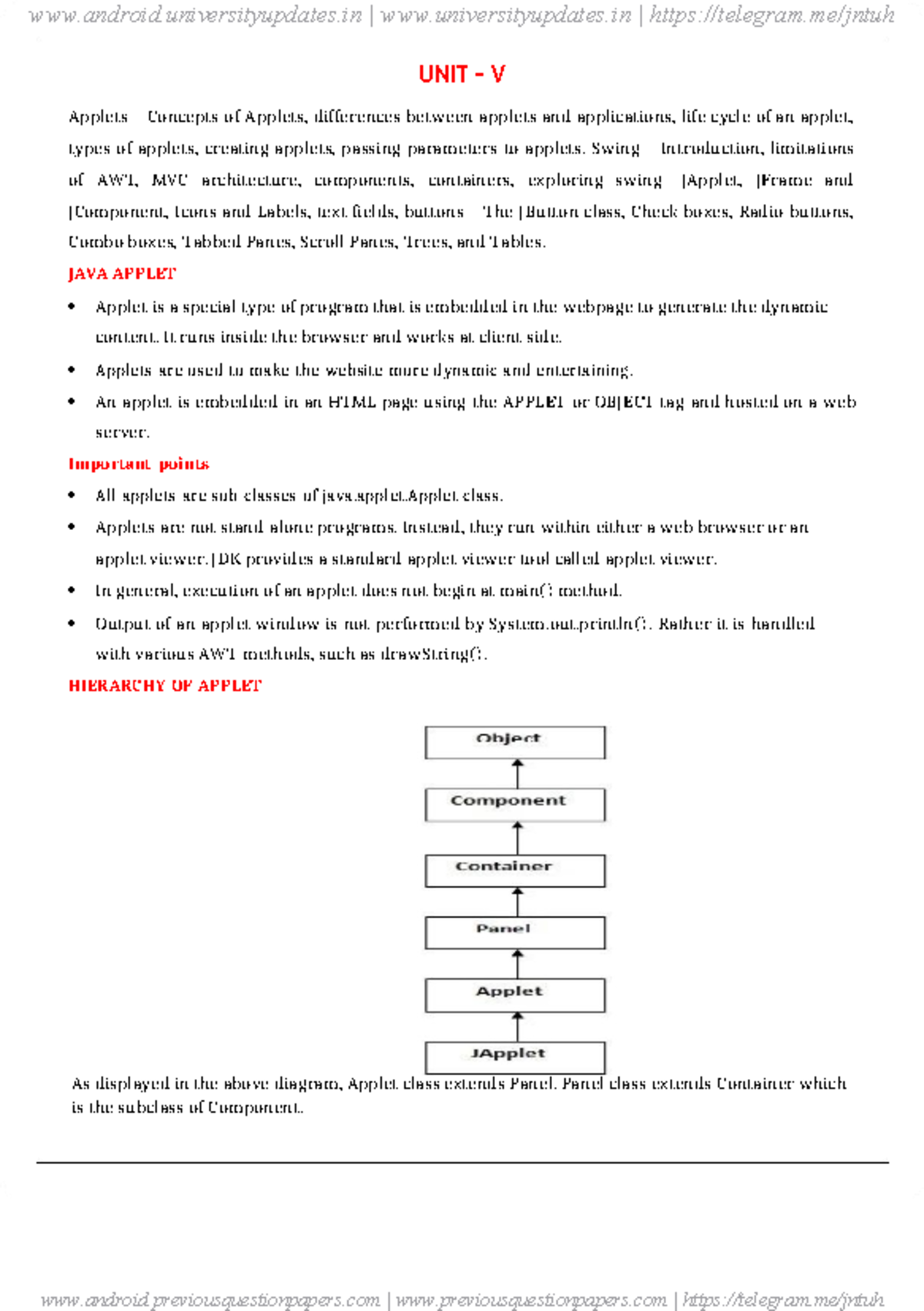 JAVA-5 - java notes - UNIT – V Applets – Concepts of Applets ...