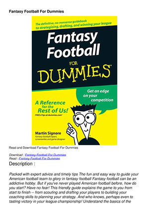 How to Start a Fantasy Football League - dummies