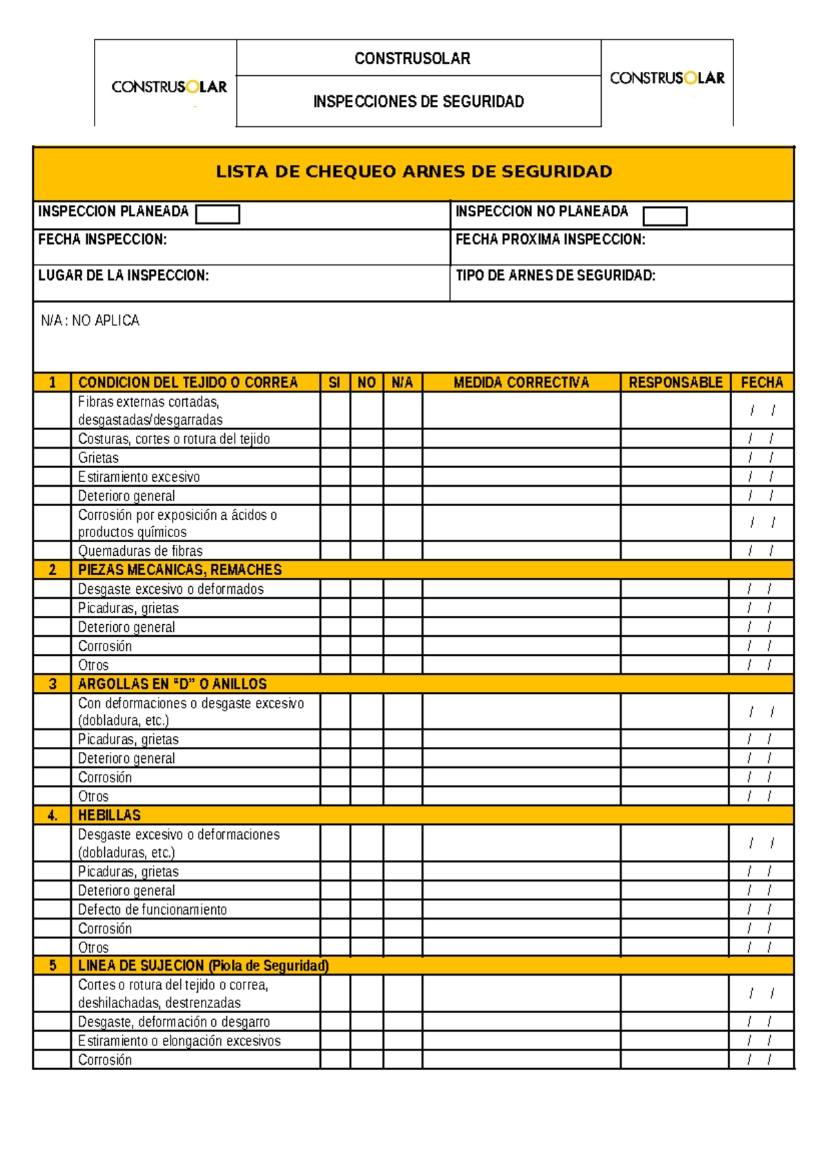 Check LIST Arnes DE Seguridad - CONSTRUSOLAR INSPECCIONES DE SEGURIDAD ...