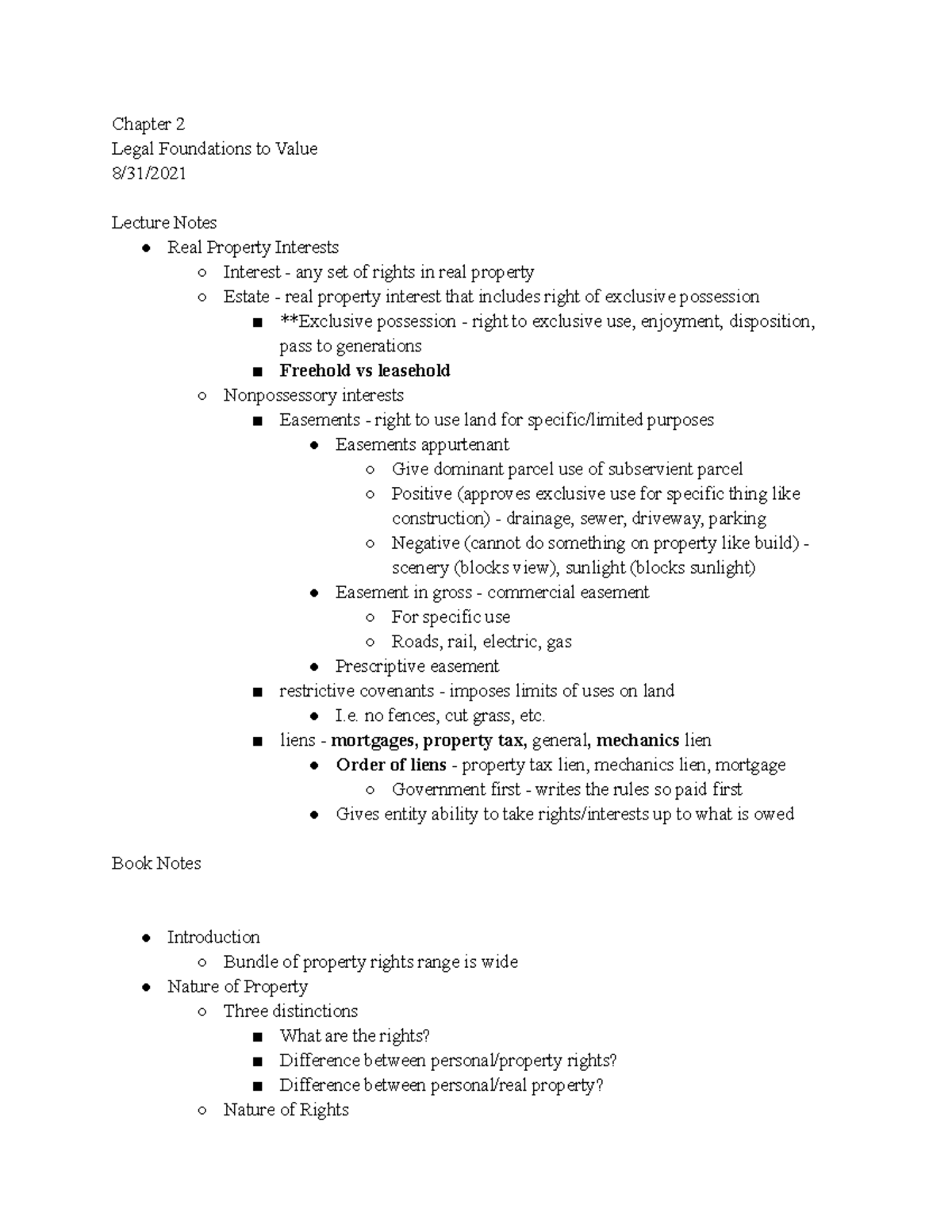RES Week 2 Notes - legalities behind real estate legal foundations ...