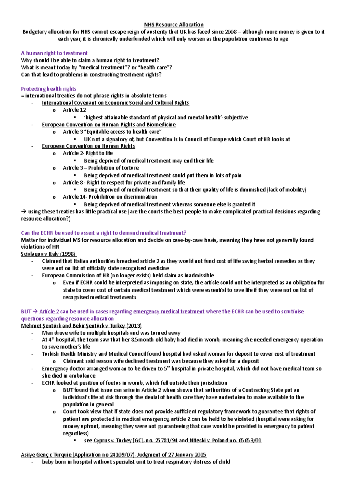 Healthcare law revision notes - NHS Resource Allocation Budgetary ...