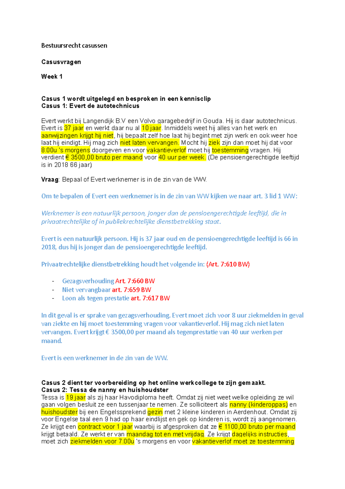 Bestuursrecht Casussen Week 1 Tm 3 - Bestuursrecht Casussen Casusvragen ...