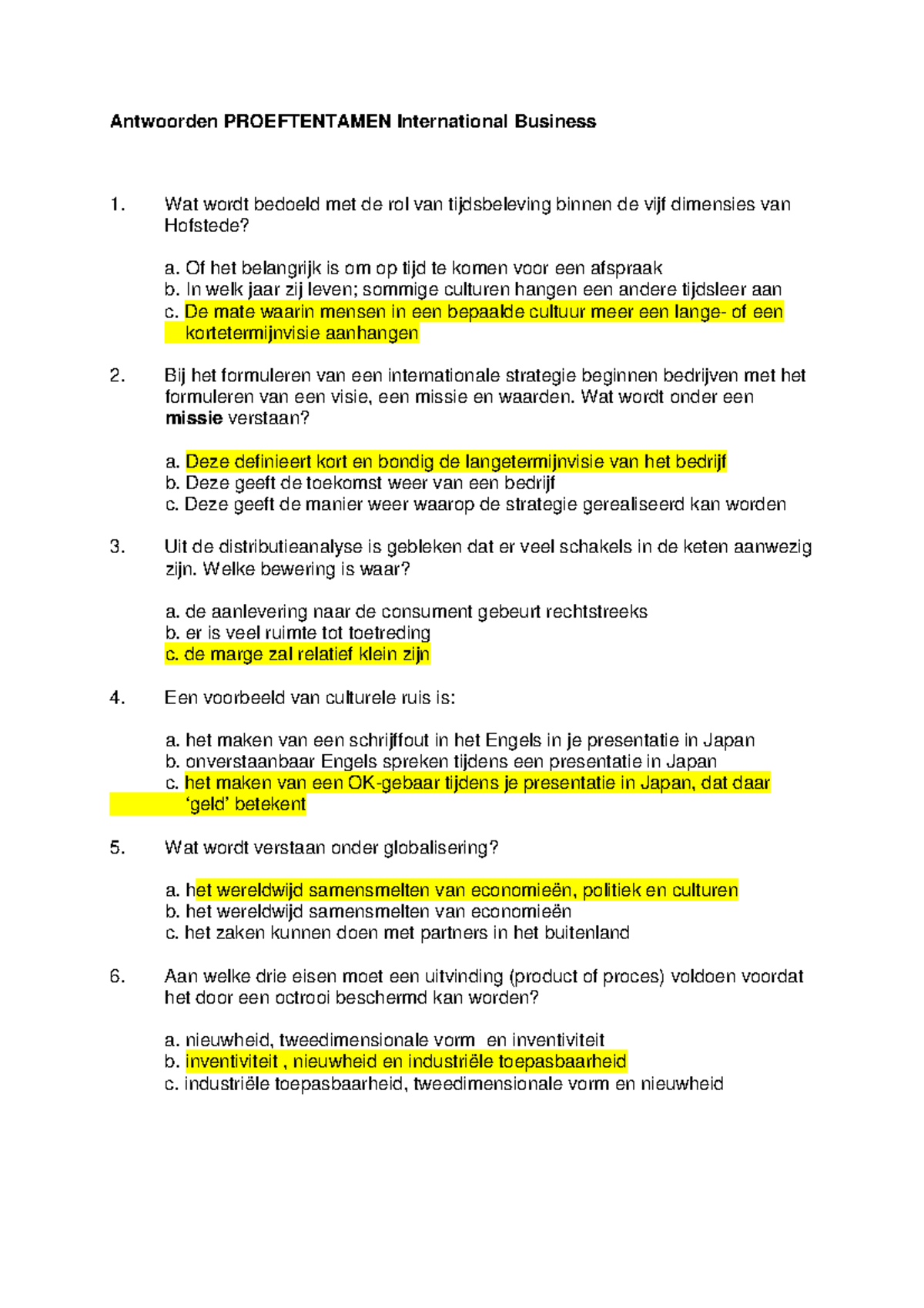 Proef/oefen Tentamen 2017, Vragen En Antwoorden - Antwoorden ...