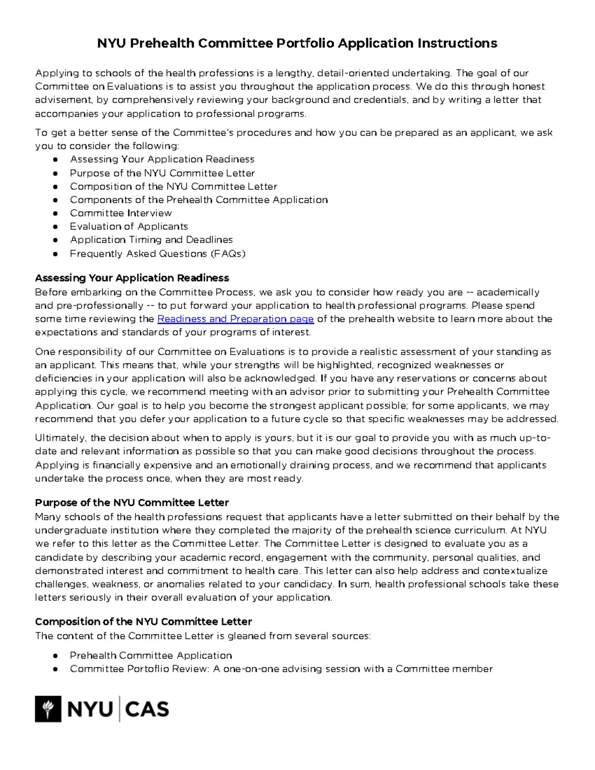[2022] Committee Application Instructions NYU Prehealth Committee