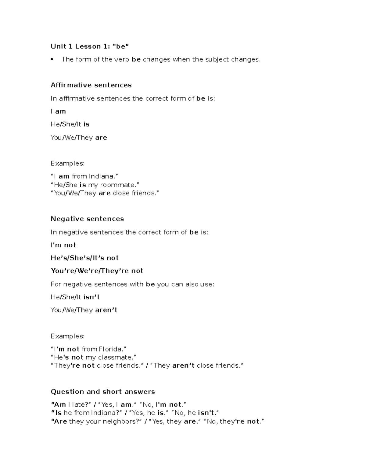 Unit 1 Lesson 1 Notas - Unit 1 Lesson 1: 