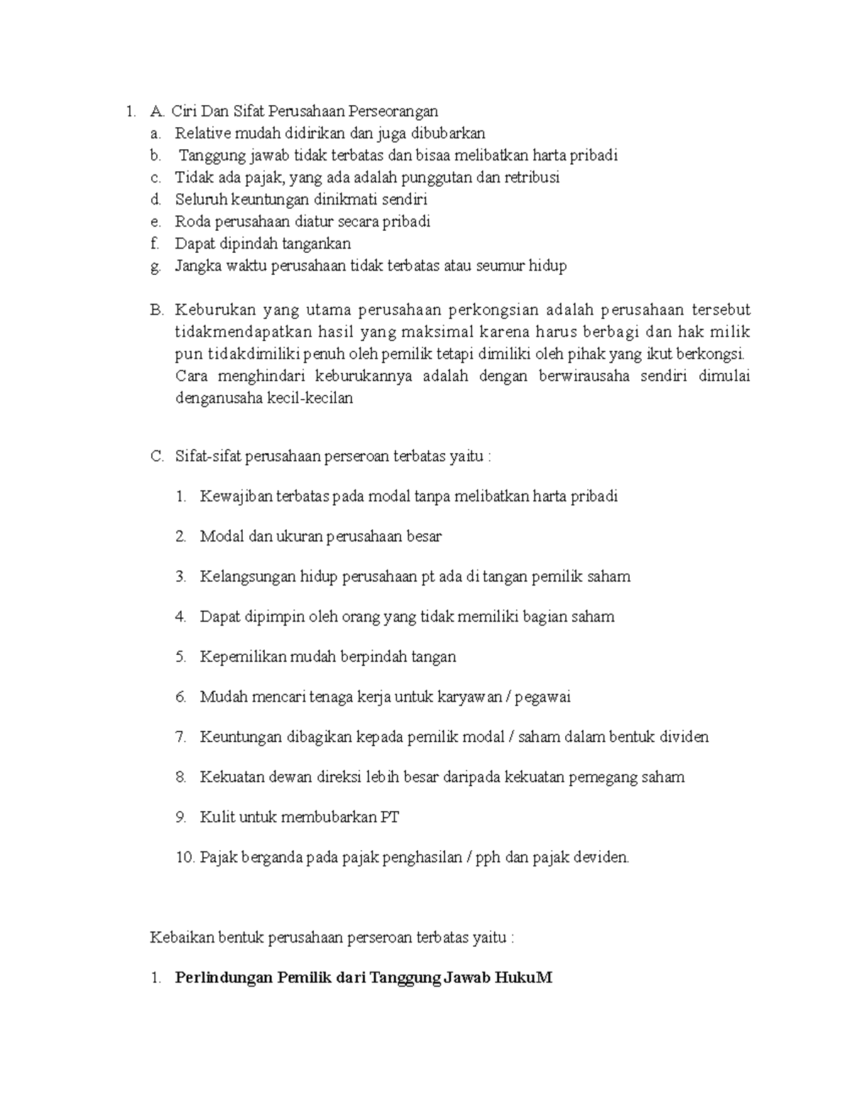 Tugas SESI 9 Ekonomi Mikro - Ranti AYU - A. Ciri Dan Sifat Perusahaan