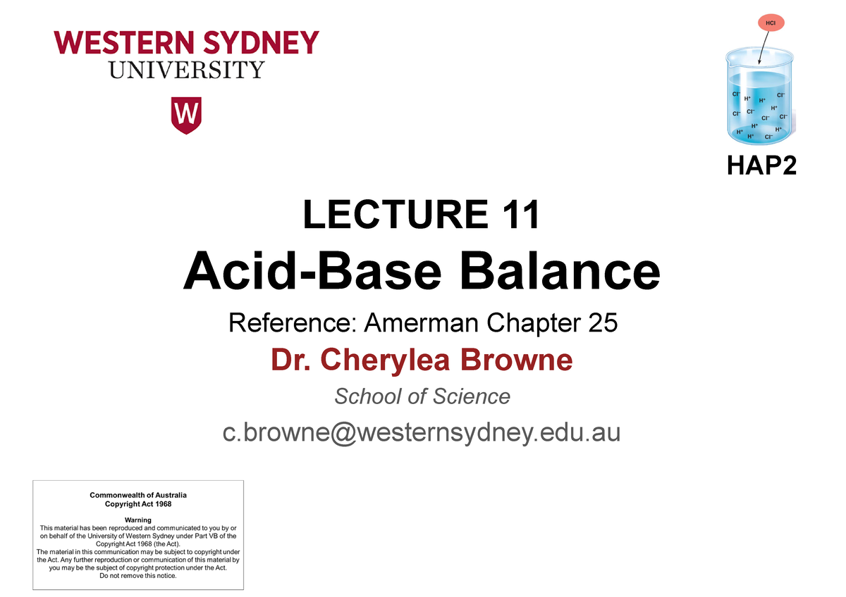 Lecture Acid Base Balance Lecture Acid Base Balance Hap Dr