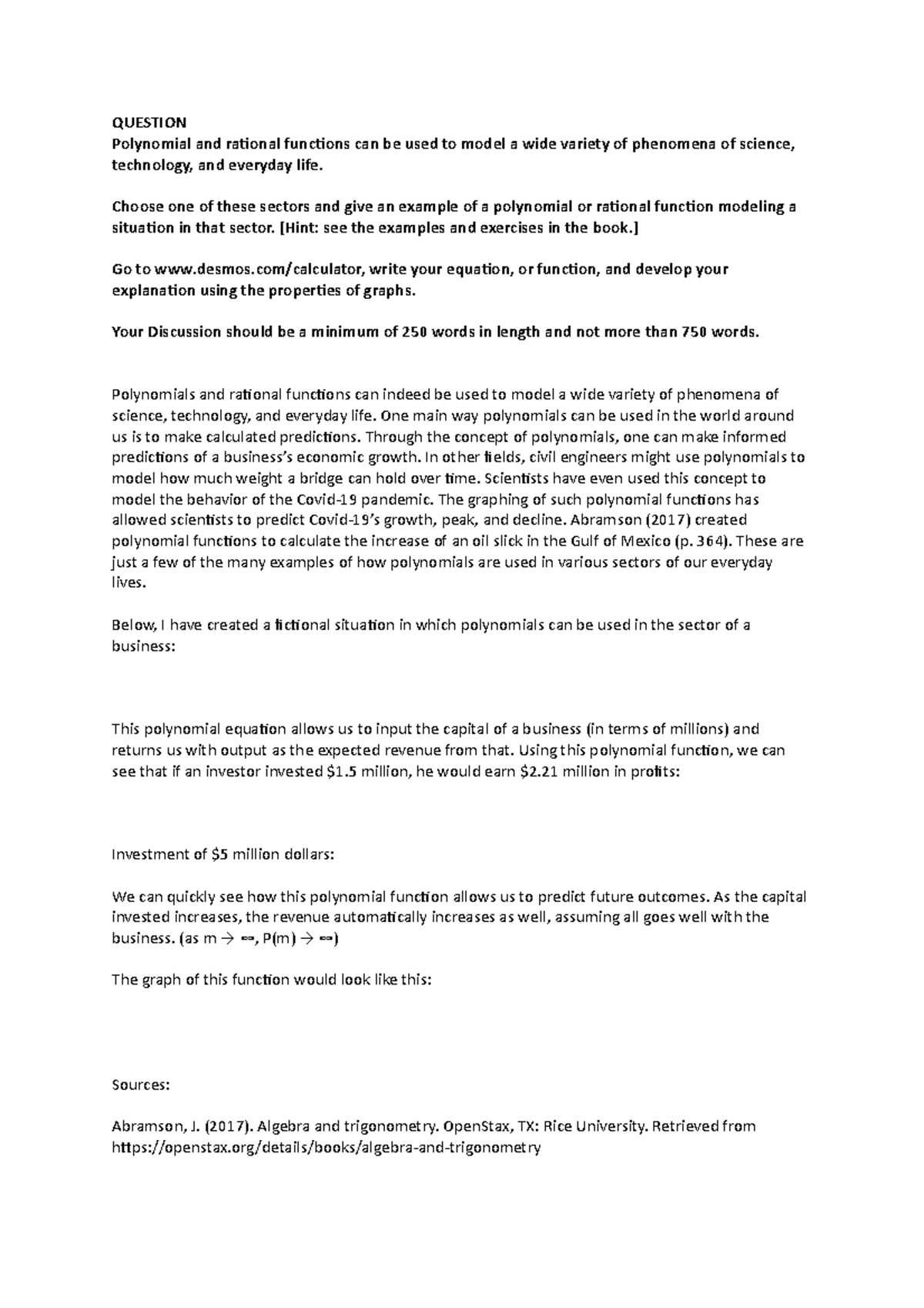 Discussions Assignment Unit 3 - QUESTION Polynomial and rational ...