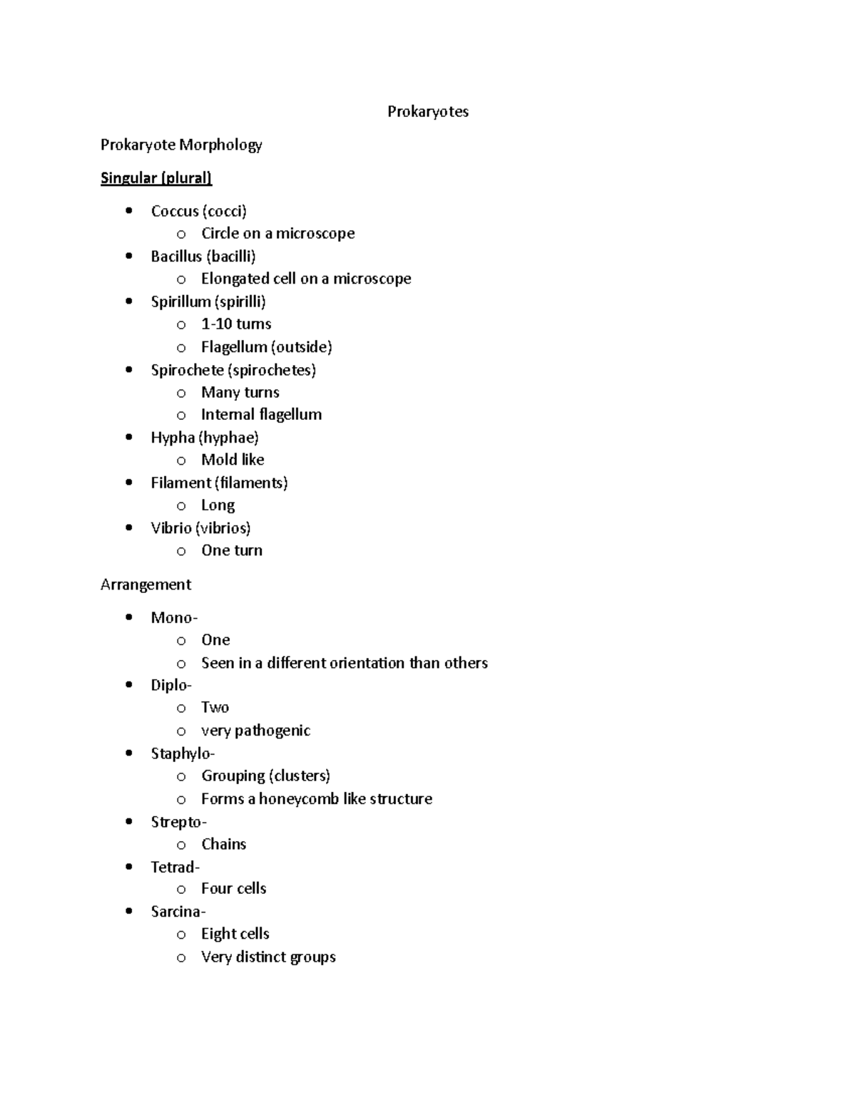 Prokaryotes - Lecture notes 3 - Prokaryotes Prokaryote Morphology ...