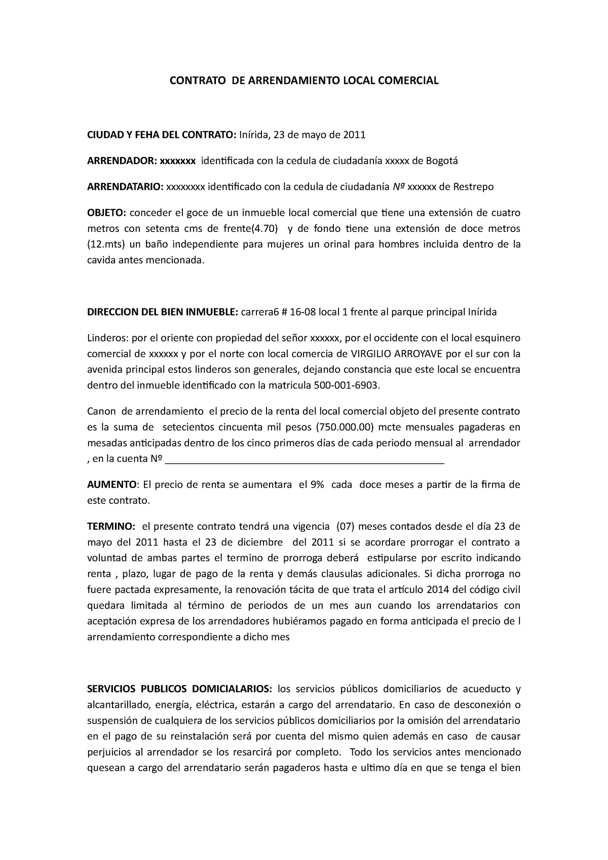 4. Contrato DE Arrendamiento Local Comercial,Contrato DE Arrendamiento ...