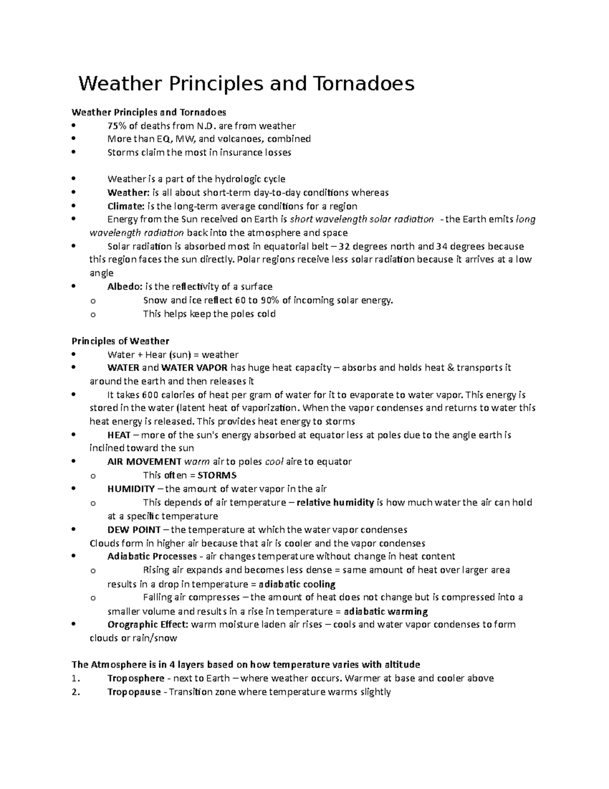 Weather Principles and Tornadoes - are from weather More than EQ, MW ...