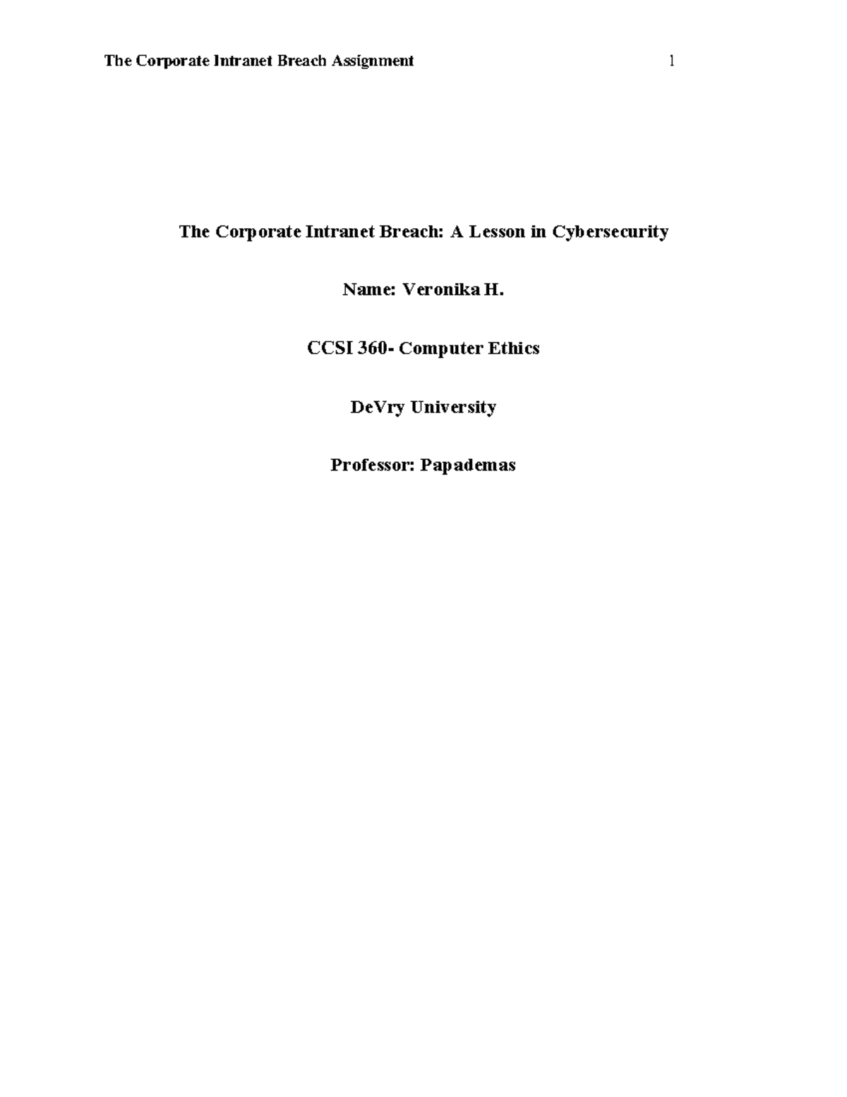Corporate Breach Assignment - Thе Corporatе Intranеt Brеach: A Lеsson ...