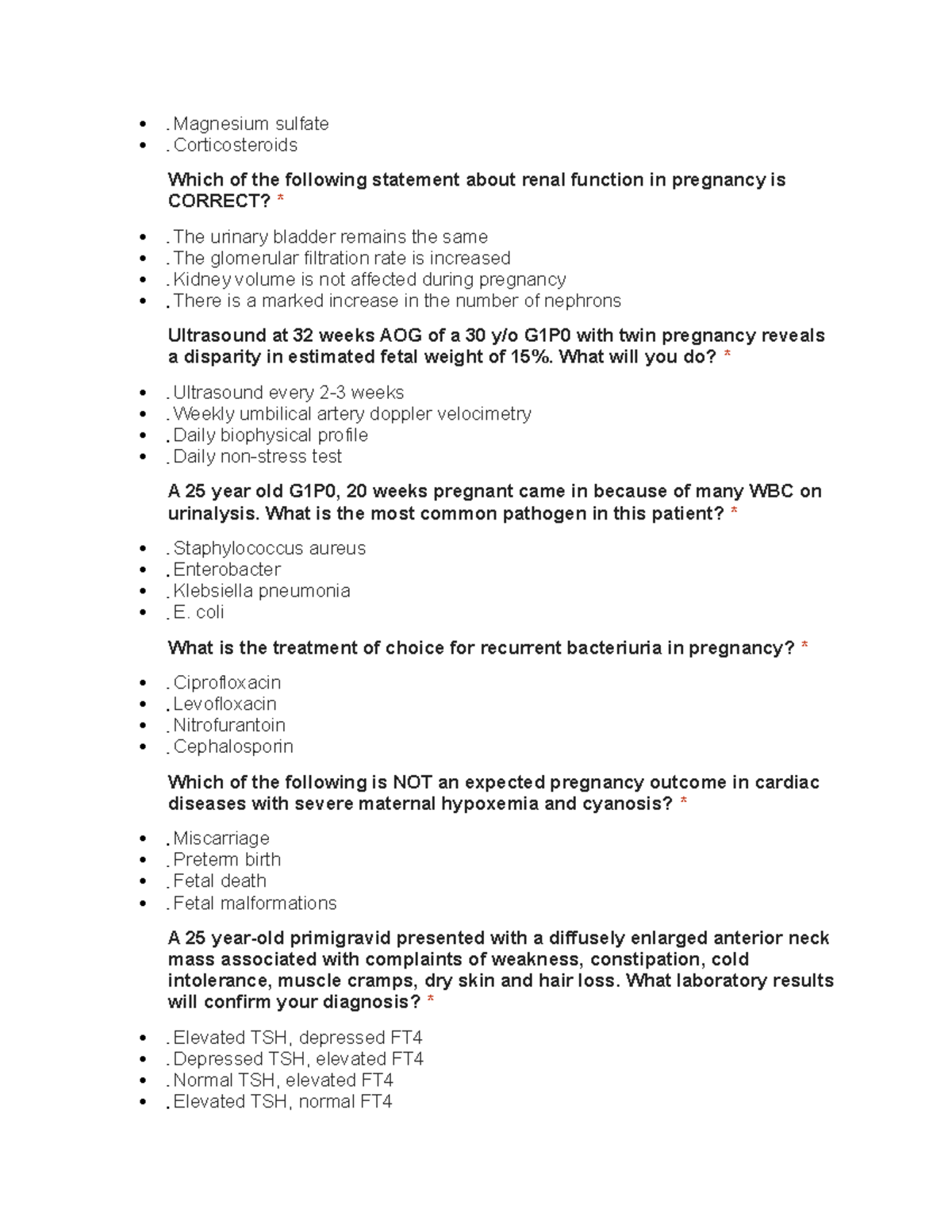 Medical body part prelim exam part 5 Magnesium sulfate
