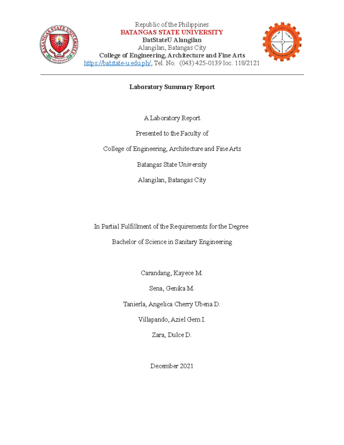 Laboratory Report-Hydraulics Summary - Research - BatStateU - Studocu