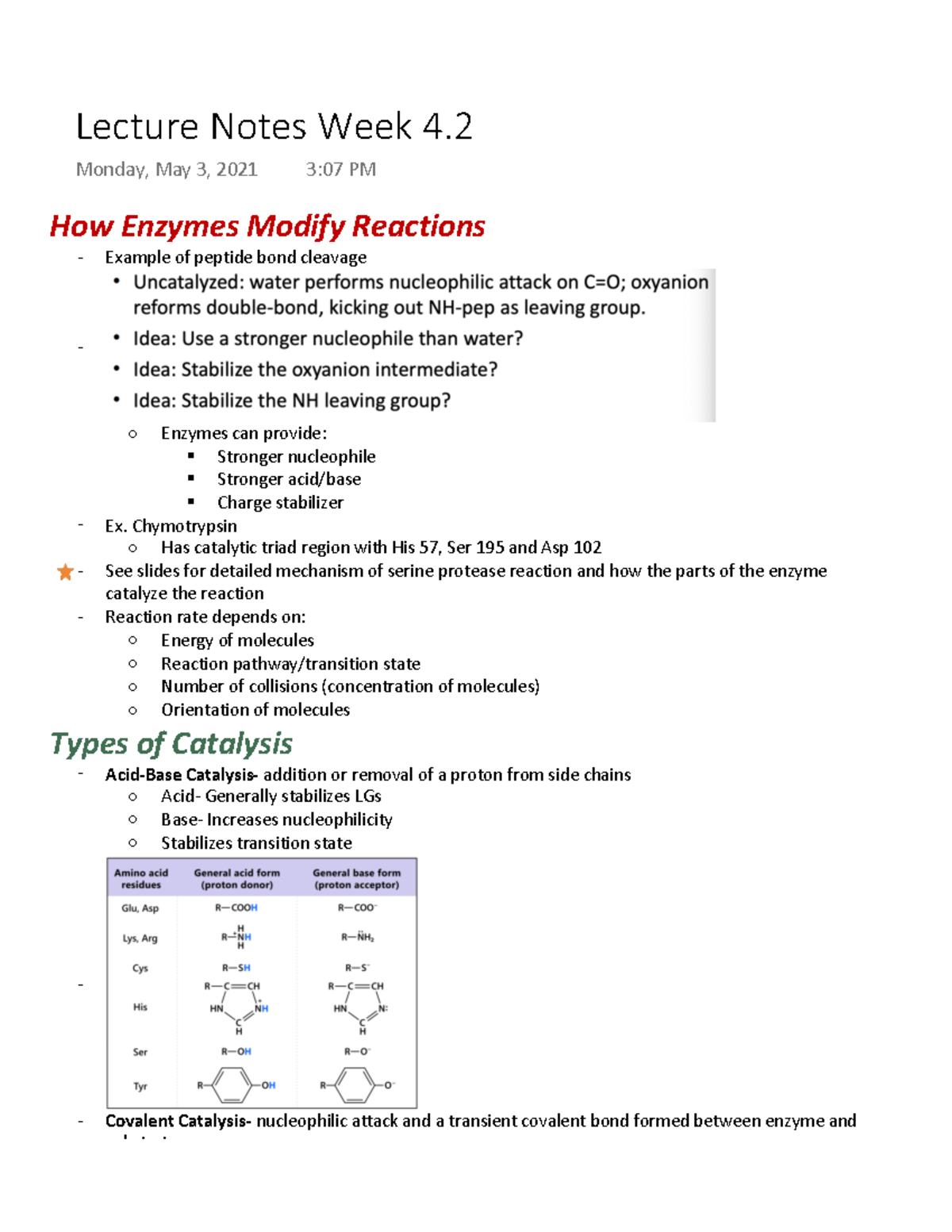 Biochem Enzymes - Lecture Notes Week 4 Lecture 3 - 153A - UCLA - Studocu