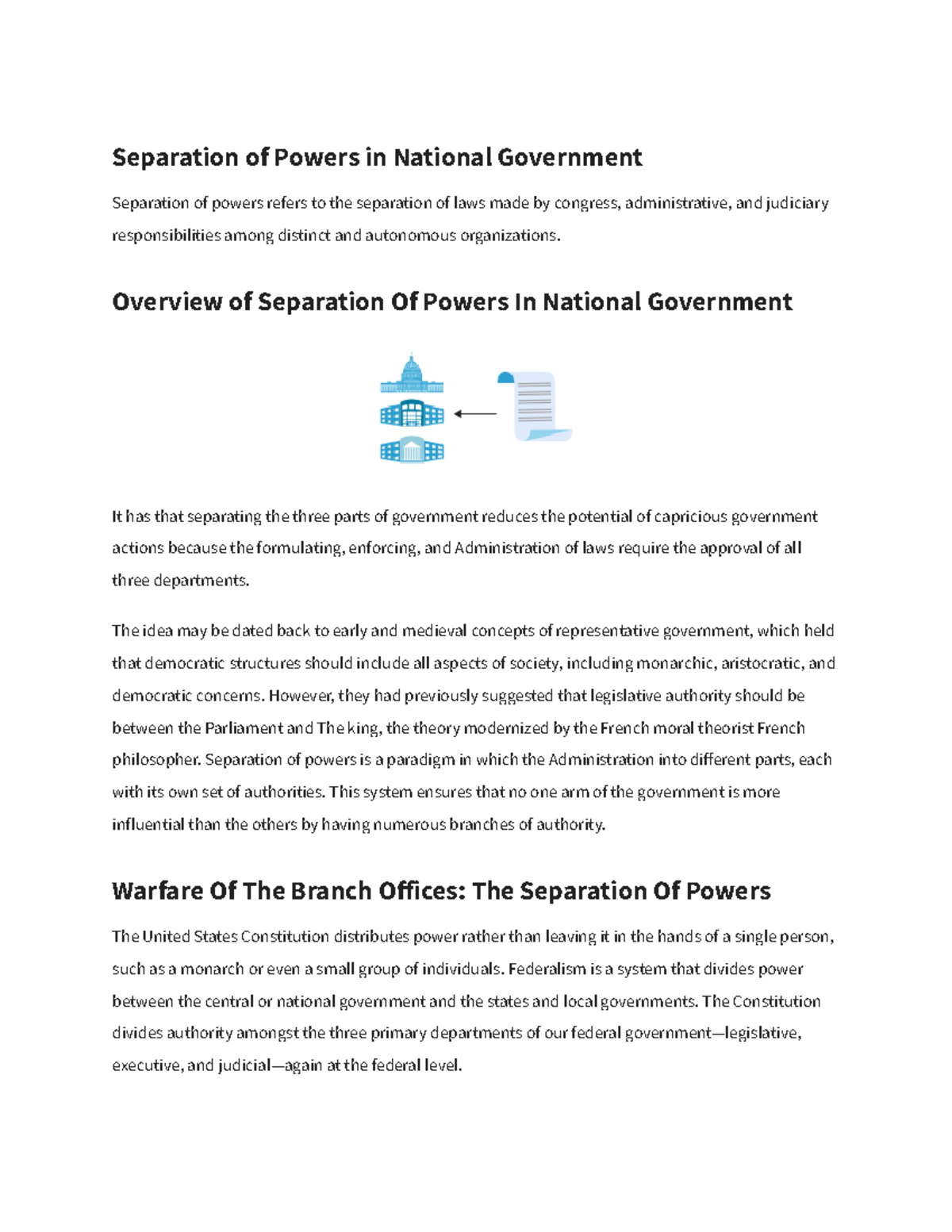 CESD2996 Notes- Separation of Powers in National Government - STAA 4000 ...