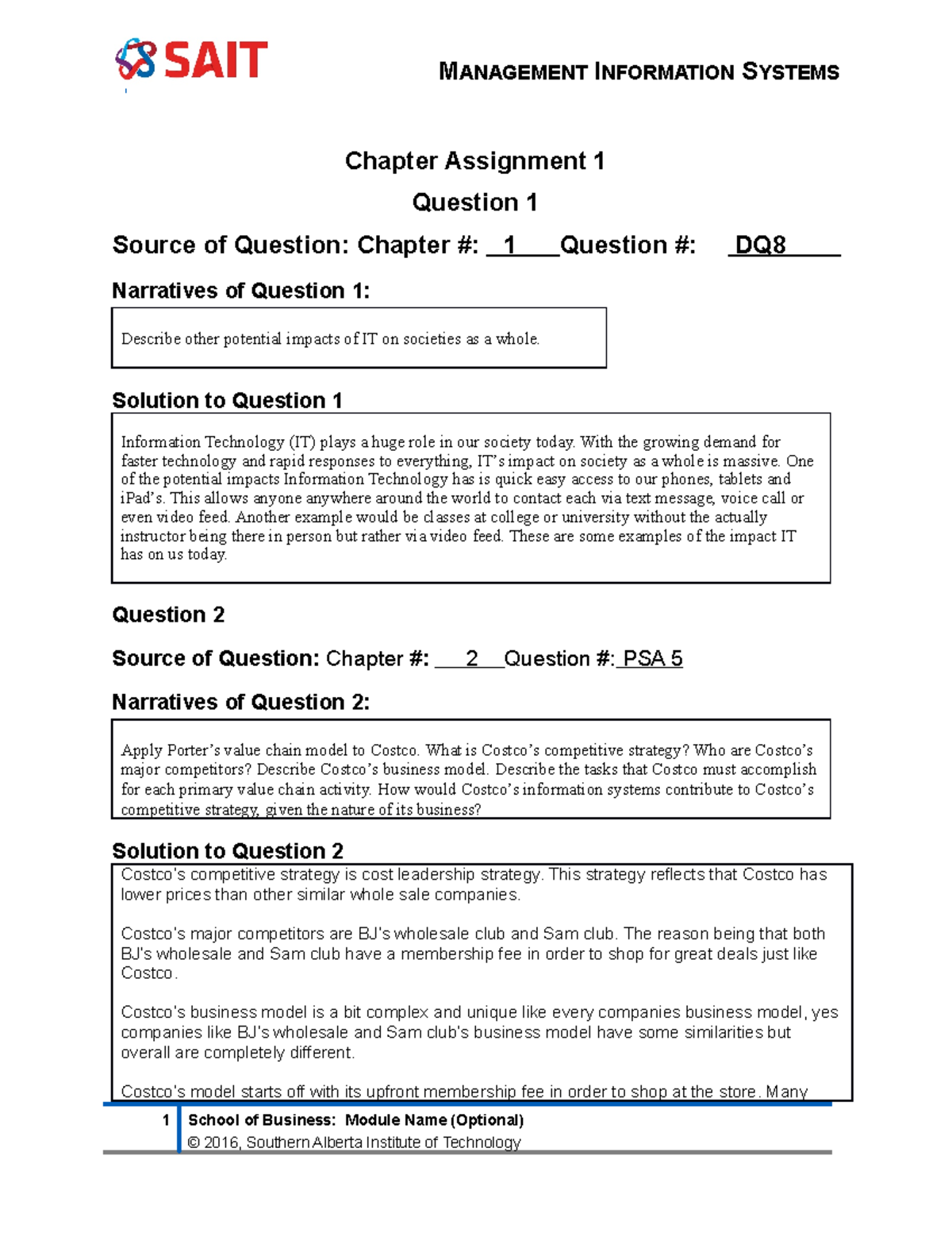 information system assignment questions