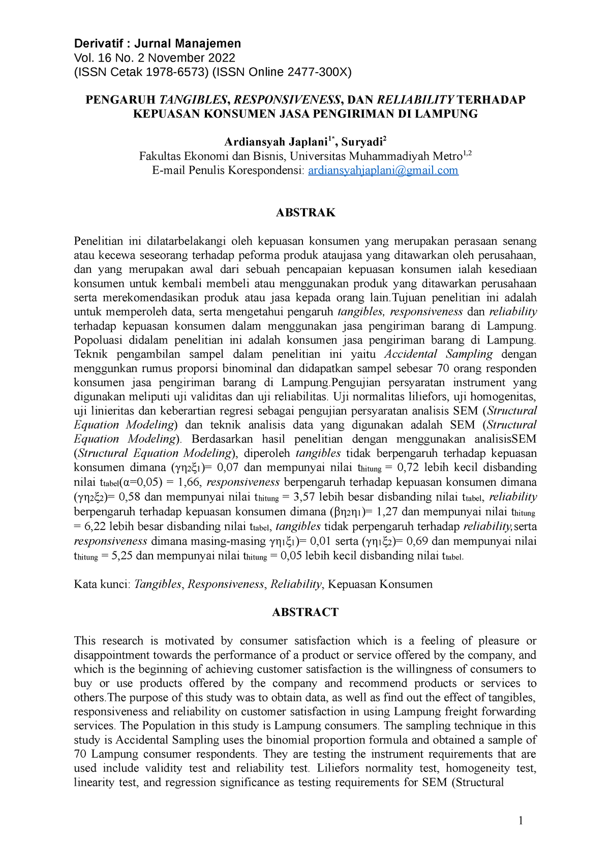 1121-3157-2-PB - Read - Derivatif : Jurnal Manajemen Vol. 16 No. 2 ...