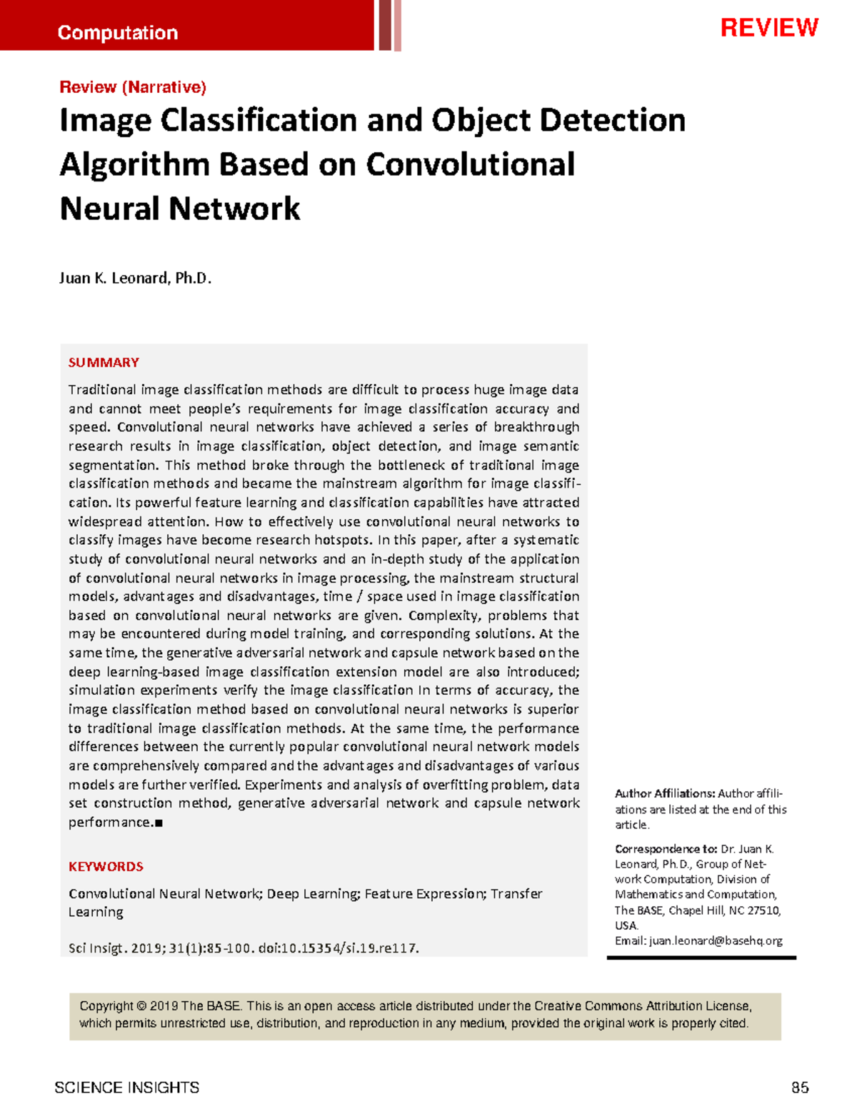 Image Classification and Object Detection Algorith - REVIEW ...