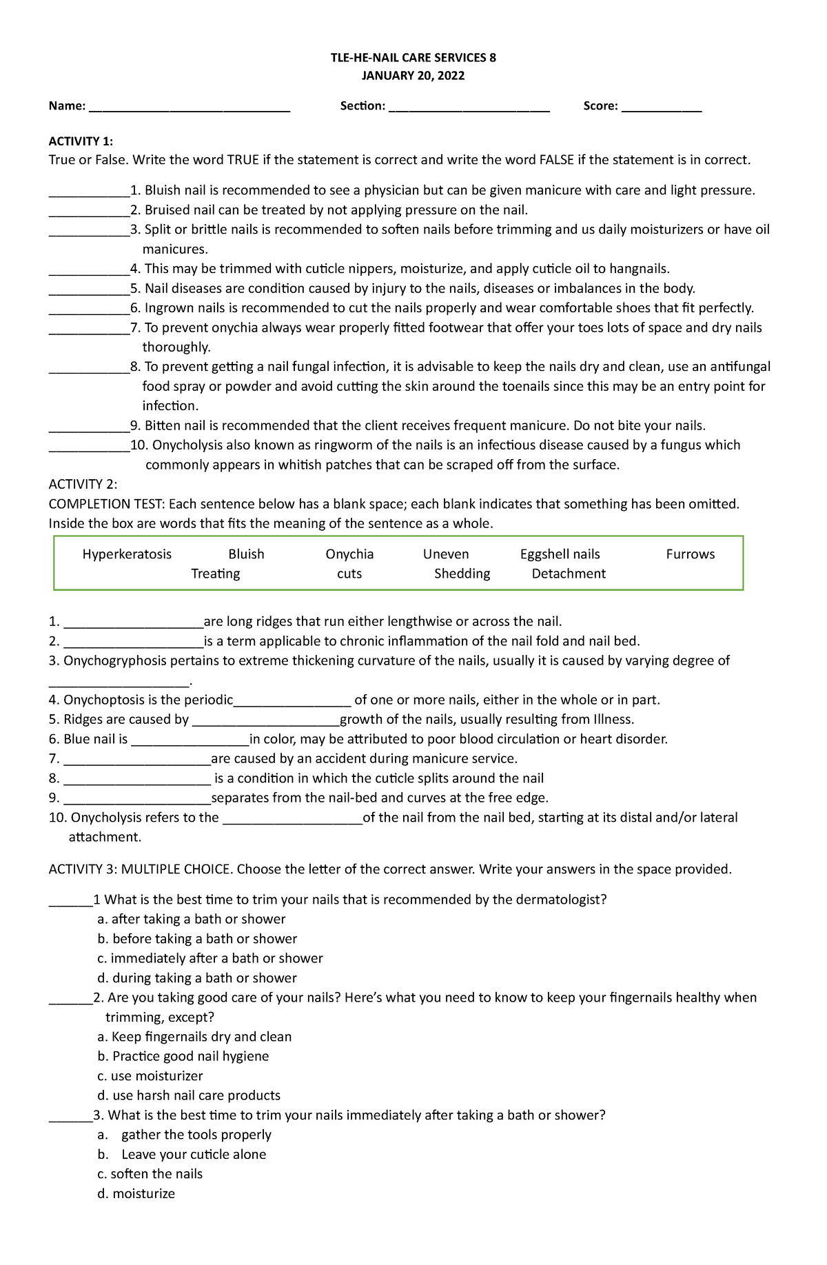 Q2-M6-7 NAIL CARE - lecture notes and activities - TLE-HE-NAIL CARE ...